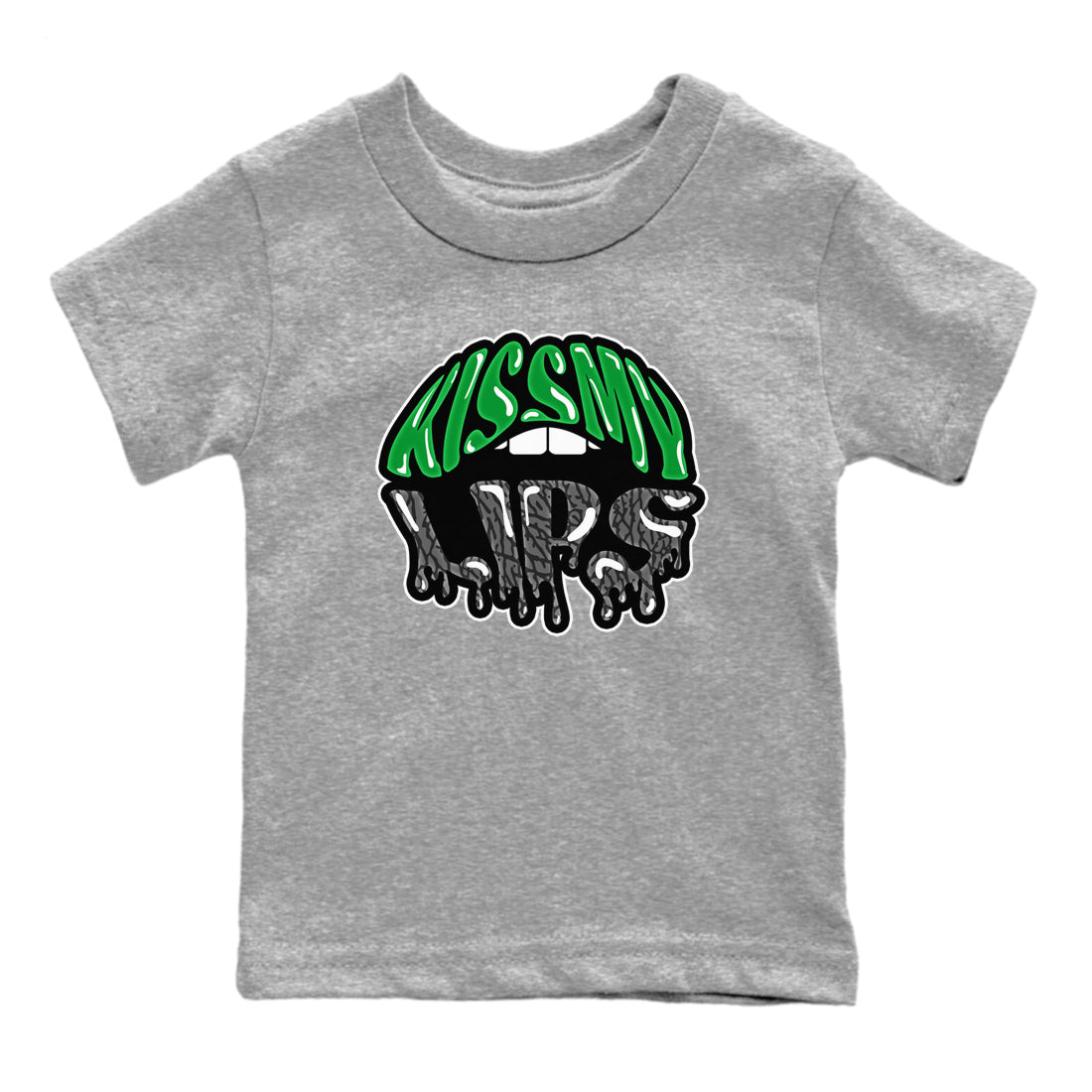 Air Jordan 3 Lucky Green Sneaker Match Tees Kiss My Lips Sneaker Tees AJ3 Lucky Green Sneaker Release Tees Kids Shirts Heather Grey 2