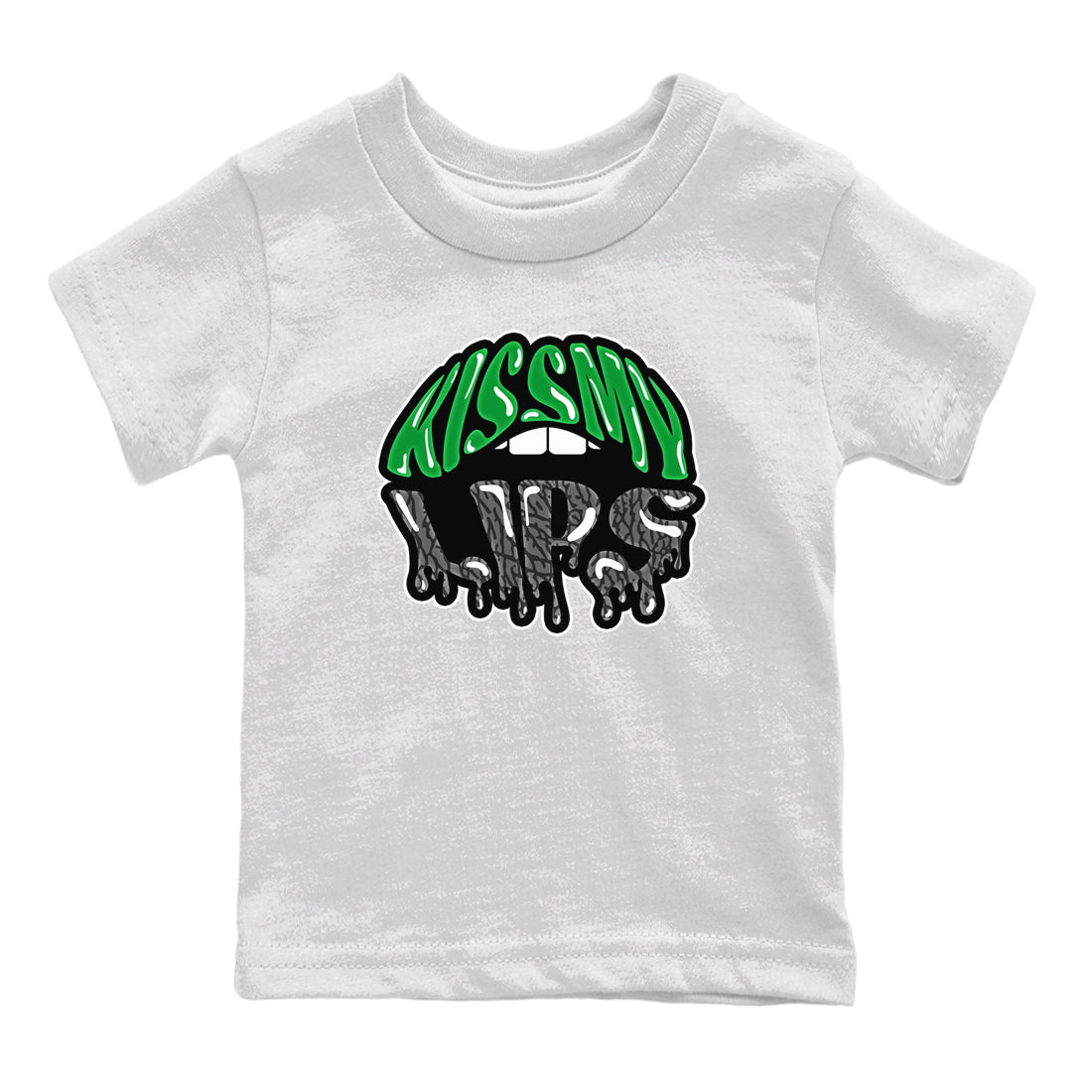 Air Jordan 3 Lucky Green Sneaker Match Tees Kiss My Lips Sneaker Tees AJ3 Lucky Green Sneaker Release Tees Kids Shirts White 2