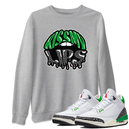 Air Jordan 3 Lucky Green Sneaker Match Tees Kiss My Lips Sneaker Tees AJ3 Lucky Green Sneaker Release Tees Unisex Shirts Heather Grey 1