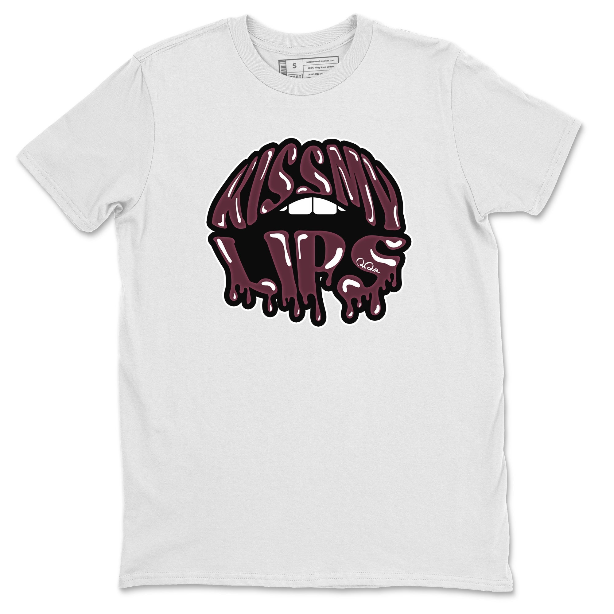 Air Jordan 5 Burgundy Sneaker Match Tees Kiss My Lips Sneaker Tees AJ5 Burgundy Sneaker Release Tees Unisex Shirts White 2