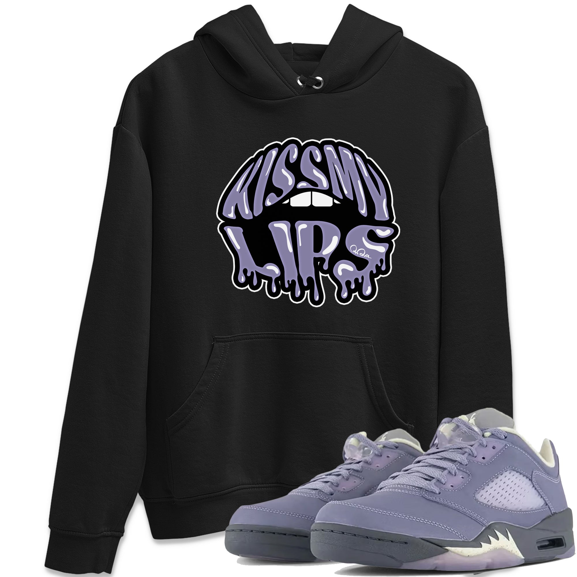Air Jordan 5 Indigo Haze Sneaker Match Tees Kiss My Lips Sneaker Tees AJ5 Indigo Haze Sneaker Release Tees Unisex Shirts Black 1