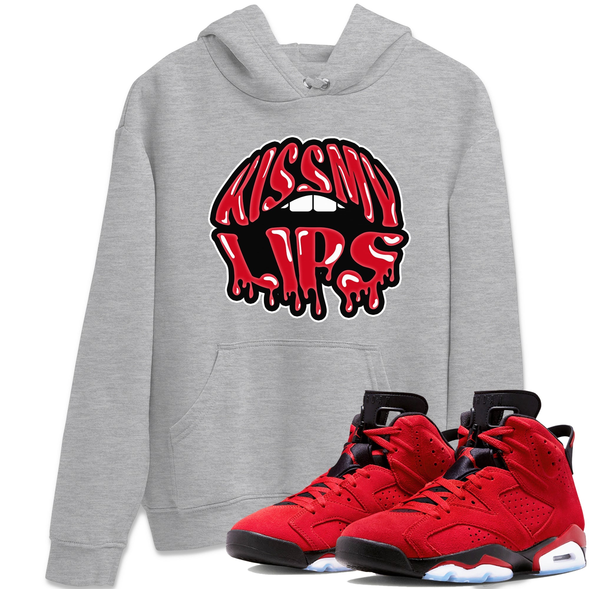 Air Jordan 6 Toro Bravo Sneaker Match Tees Kiss My Lips Sneaker Tees AJ6 Toro Bravo Sneaker Release Tees Unisex Shirts Heather Grey 1