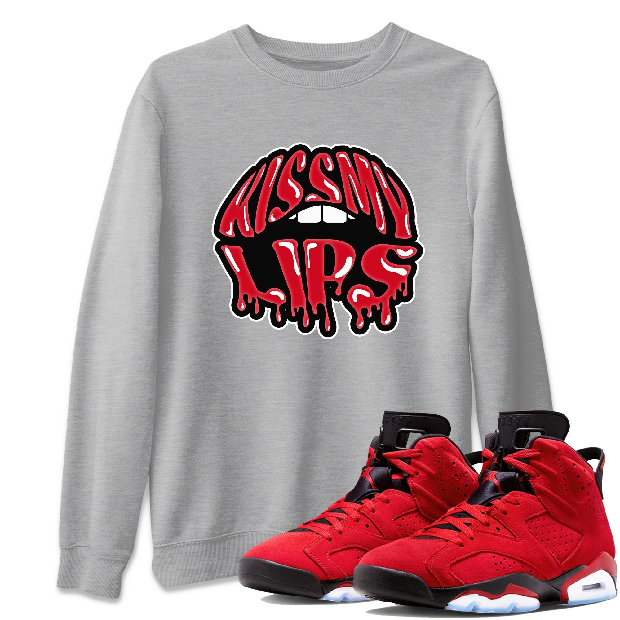 Air Jordan 6 Toro Bravo Sneaker Match Tees Kiss My Lips Sneaker Tees AJ6 Toro Bravo Sneaker Release Tees Unisex Shirts Heather Grey 1