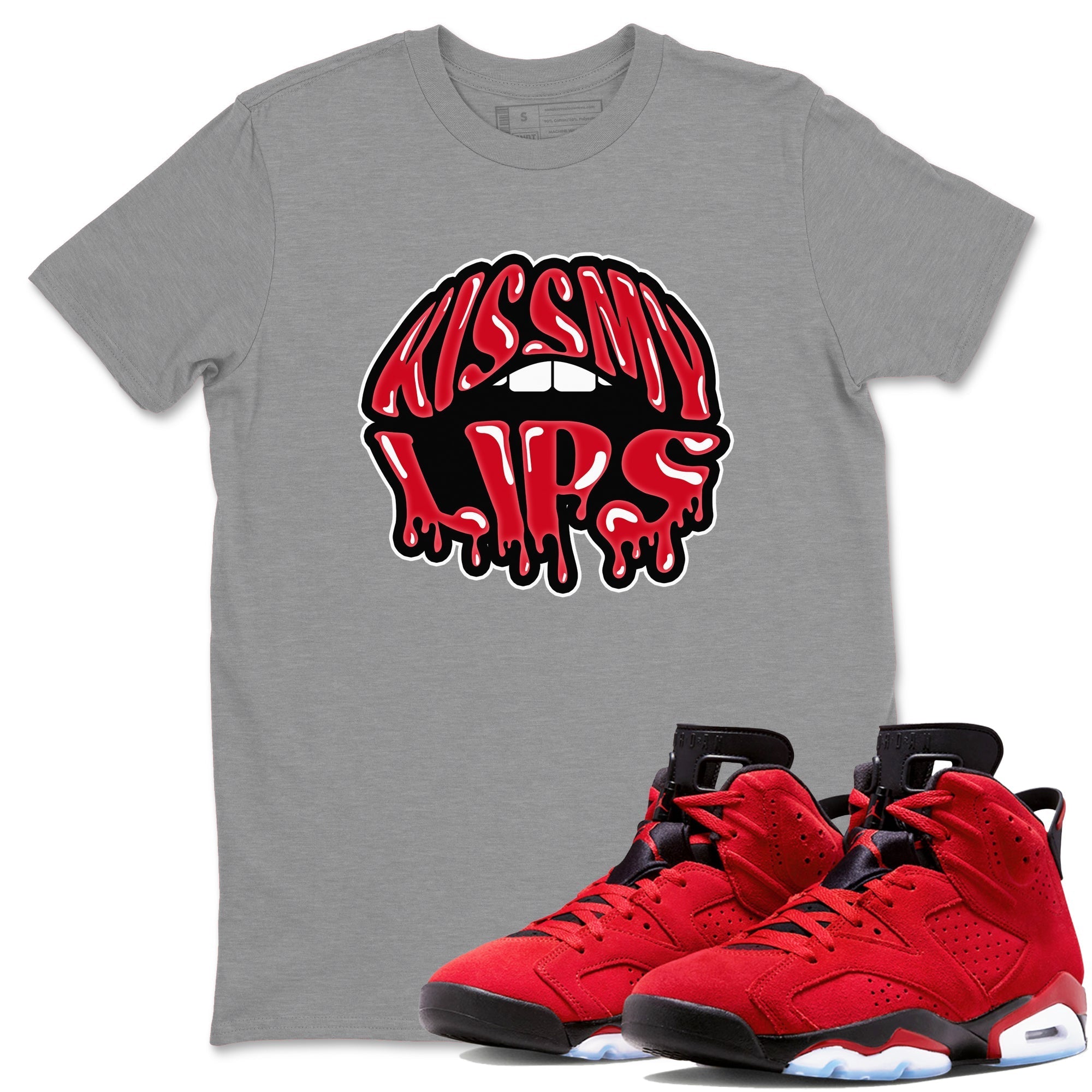 Air Jordan 6 Toro Bravo Sneaker Match Tees Kiss My Lips Sneaker Tees AJ6 Toro Bravo Sneaker Release Tees Unisex Shirts Heather Grey 1