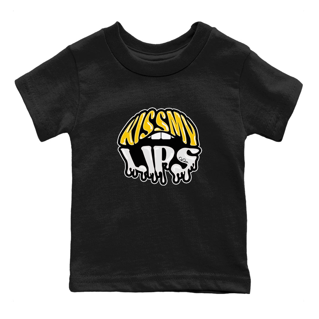 Air Jordan 6 Yellow Ochre shirt to match jordans Kiss My Lips sneaker tees streetwear brand AJ6 Yellow Ochre Drip Gear Zone Brand Baby Toddler Black 2 T-Shirt
