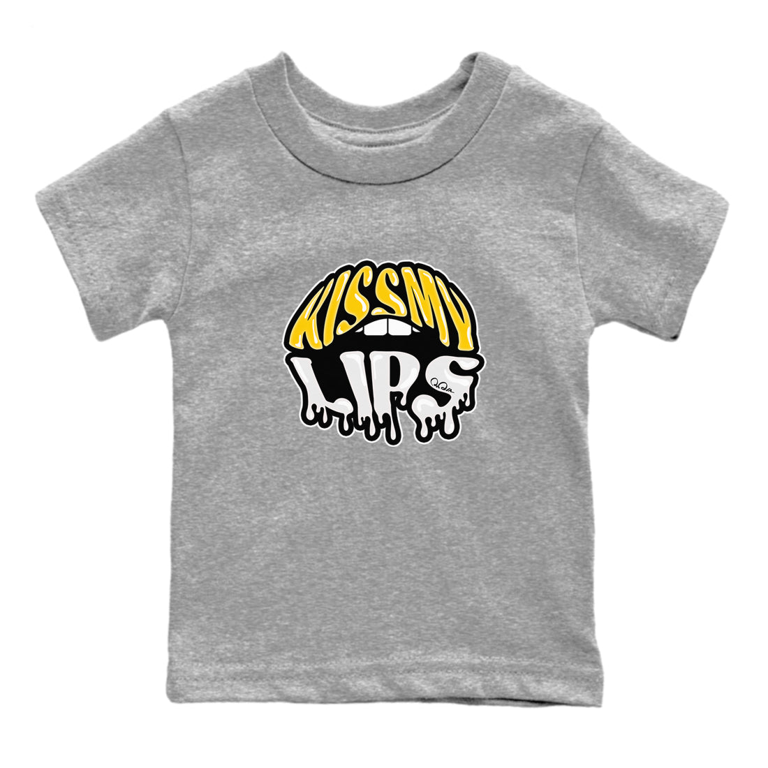 Air Jordan 6 Yellow Ochre shirt to match jordans Kiss My Lips sneaker tees streetwear brand AJ6 Yellow Ochre Drip Gear Zone Brand Baby Toddler Heather Grey 2 T-Shirt