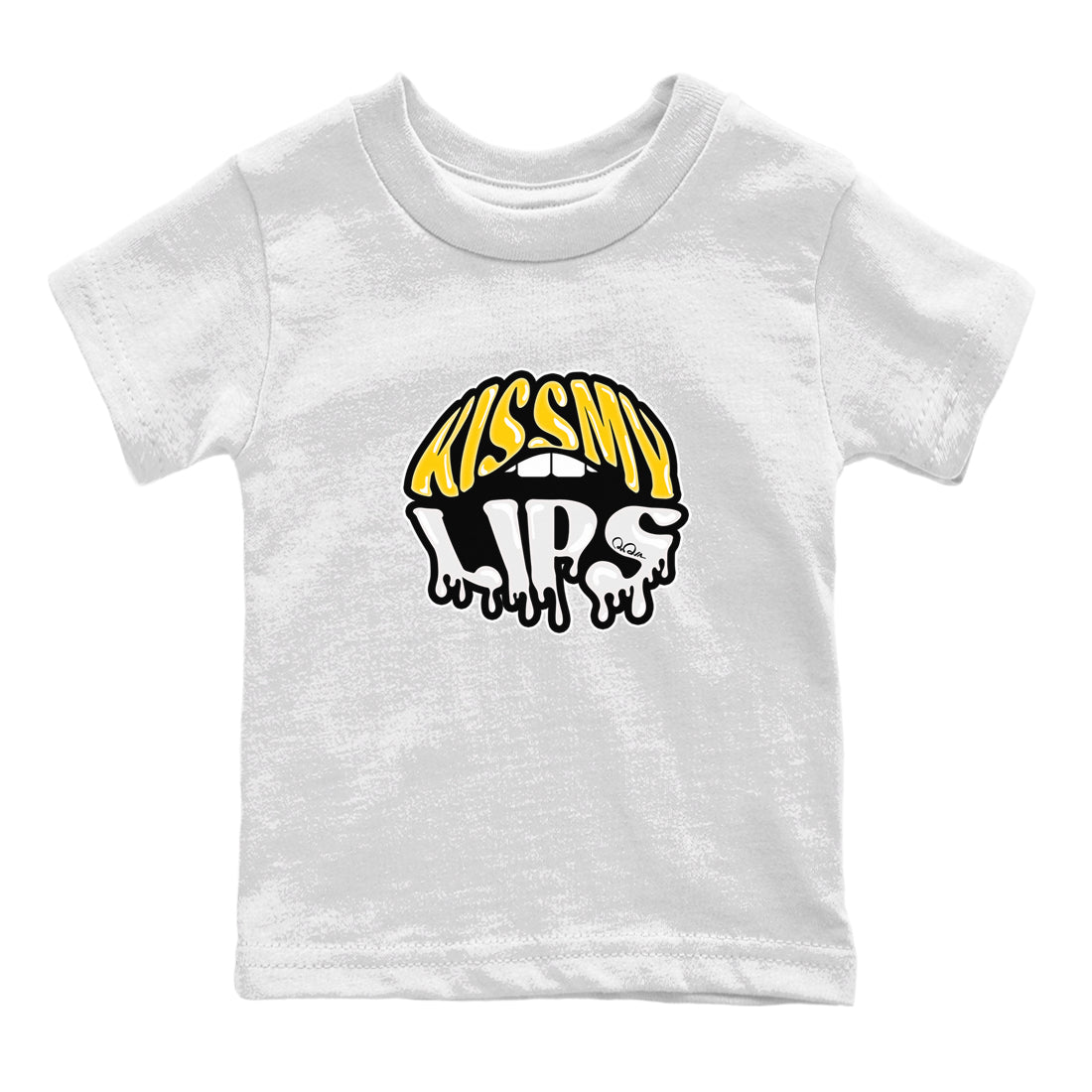 Air Jordan 6 Yellow Ochre shirt to match jordans Kiss My Lips sneaker tees streetwear brand AJ6 Yellow Ochre Drip Gear Zone Brand Baby Toddler White 2 T-Shirt