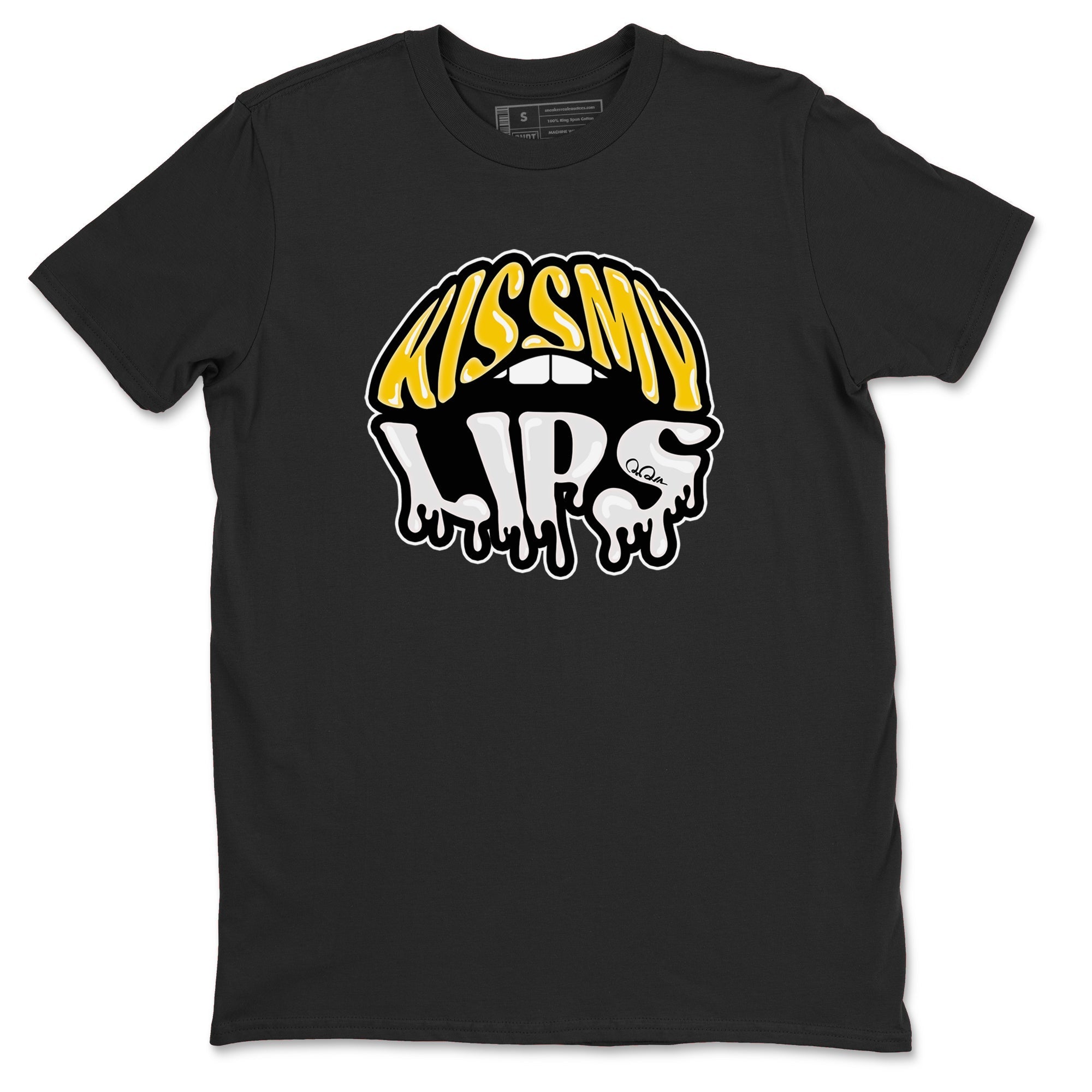 Air Jordan 6 Yellow Ochre shirt to match jordans Kiss My Lips sneaker tees streetwear brand AJ6 Yellow Ochre Drip Gear Zone Brand Unisex Black 2 T-Shirt