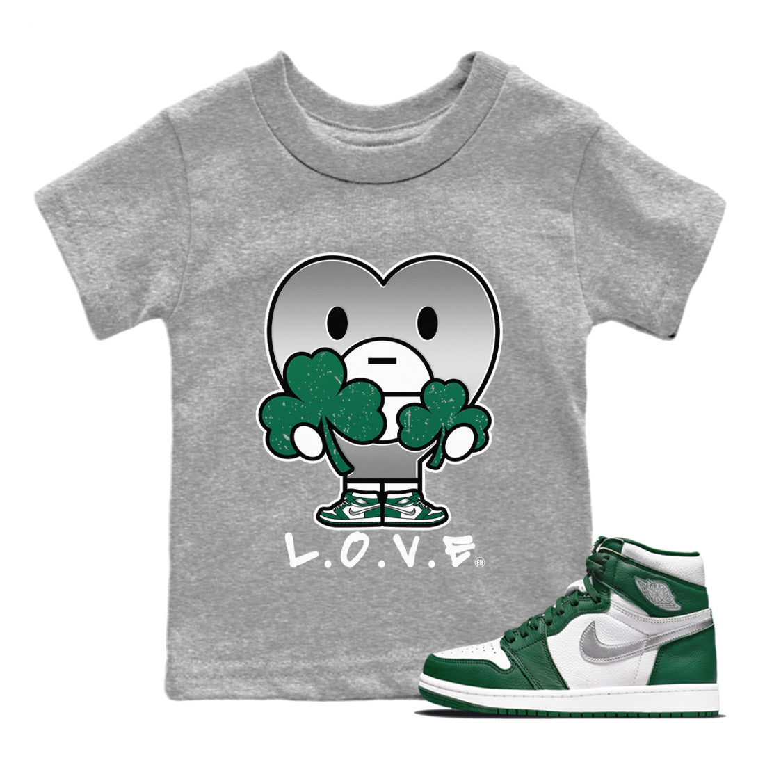 Jordan 1 Gorge Green Sneaker Matching T-Shirt L.O.V.E Sneaker Tees Jordan 1 Gorge Green Sneaker Release Tees Kids Shirts