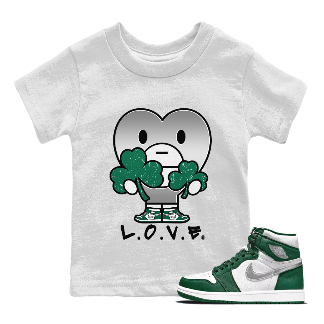 Jordan 1 Gorge Green Sneaker Matching T-Shirt L.O.V.E Sneaker Tees Jordan 1 Gorge Green Sneaker Release Tees Kids Shirts