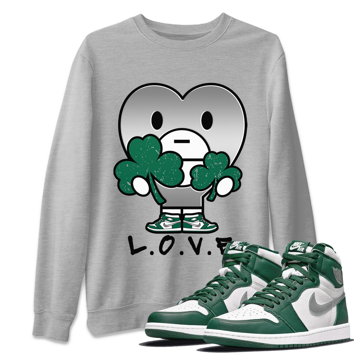 Jordan 1 Gorge Green Sneaker Matching T-Shirt L.O.V.E Sneaker Tees Jordan 1 Gorge Green Sneaker Release Tees Crew Neck Tees