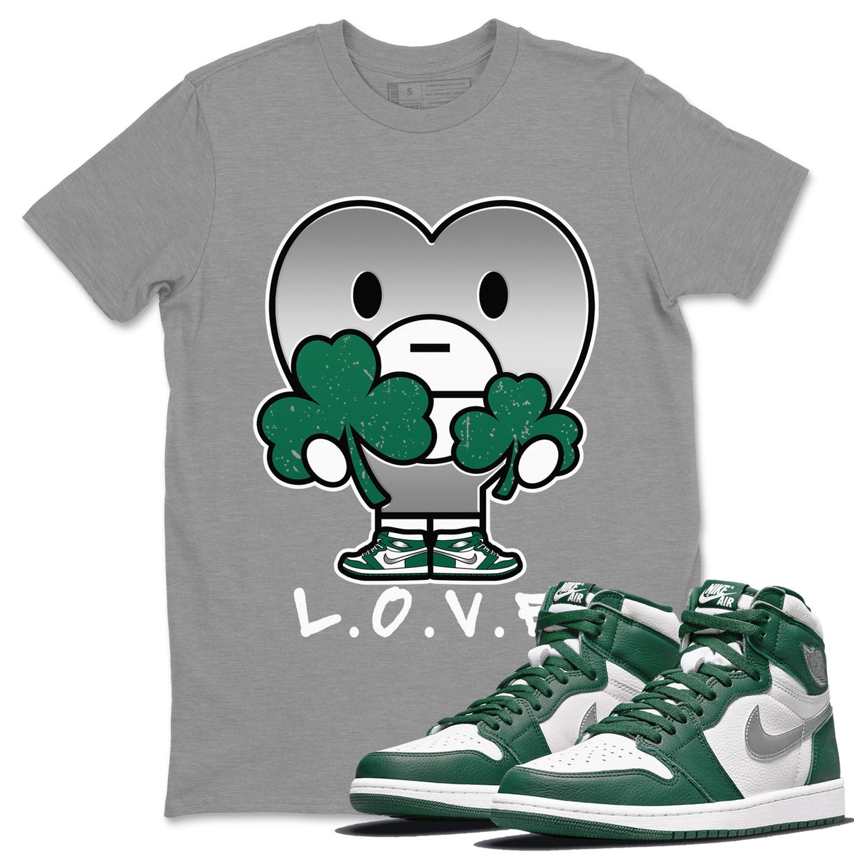 Jordan 1 Gorge Green Sneaker Matching T-Shirt L.O.V.E Sneaker Tees Jordan 1 Gorge Green Sneaker Release Tees Crew Neck Tees