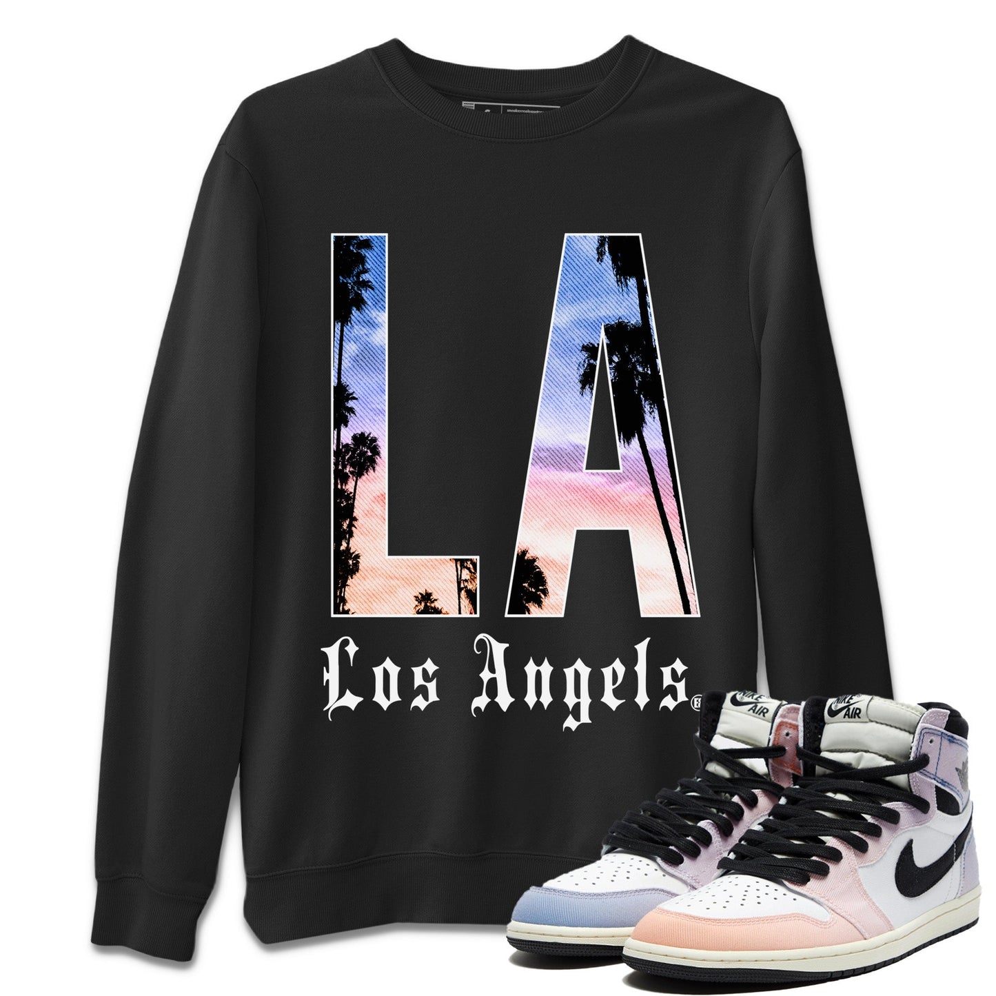 Air Jordan 1 Skyline LA Los Angeles Crew Neck Sneaker Tees Air Jordan 1 High OG Skyline Sneaker T-Shirts Size Chart