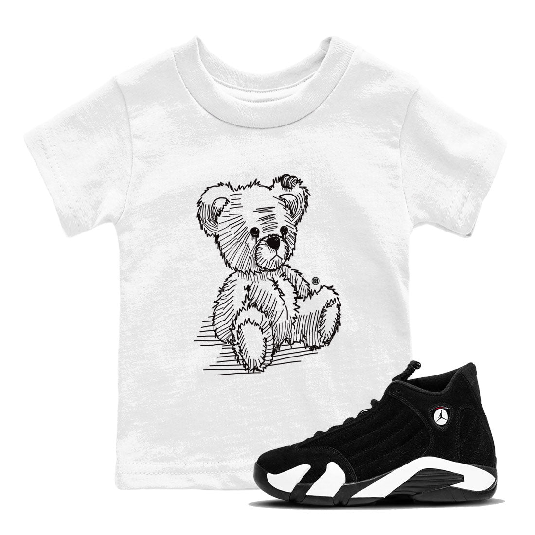 AJ14 Panda shirt to match jordans Line Bear sneaker match tees Air Jordan 14 Panda Drip Gear Zone Baby Toddler White 1 T-Shirt