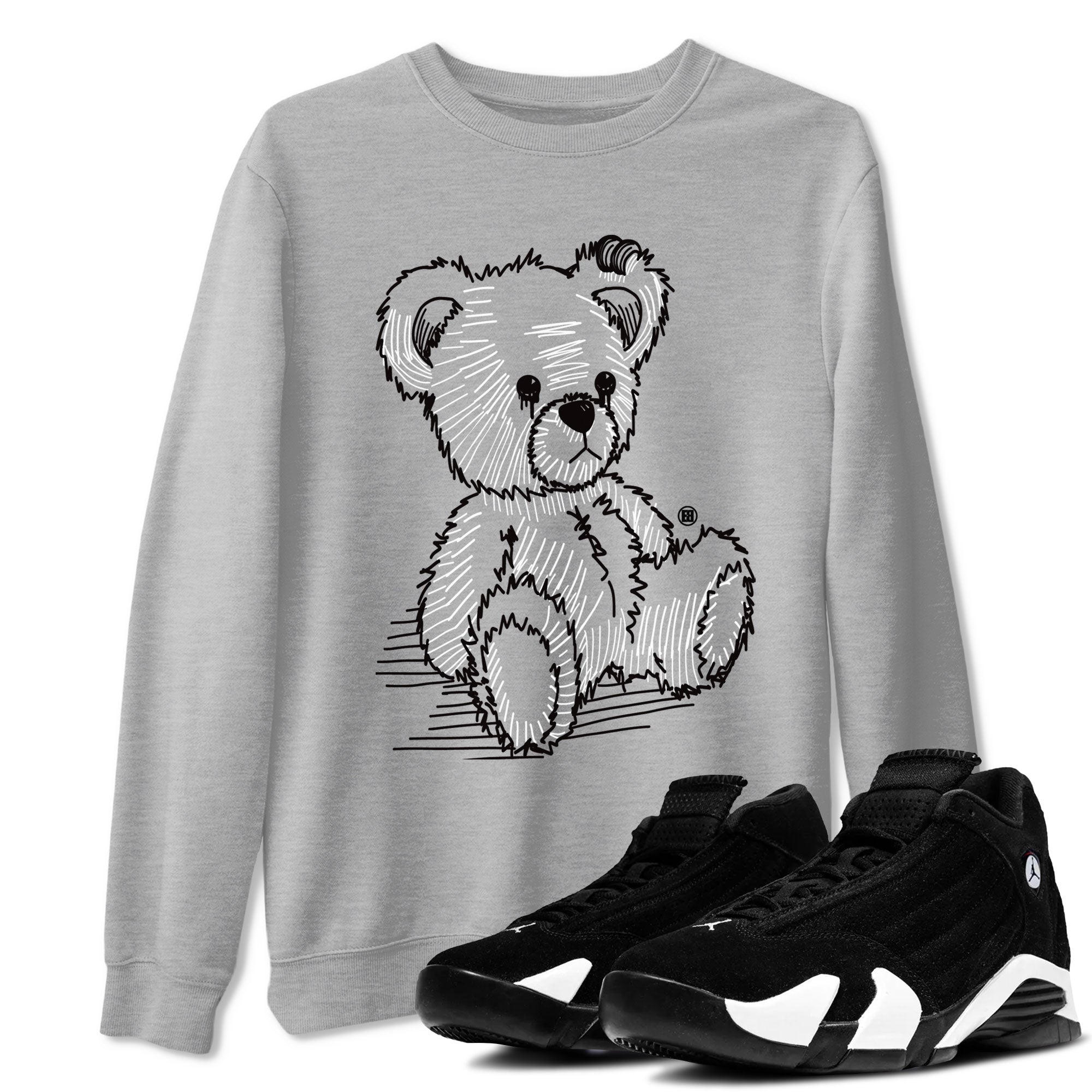 AJ14 Panda shirt to match jordans Line Bear sneaker match tees Air Jordan 14 Panda Drip Gear Zone Unisex Heather Grey 1 T-Shirt
