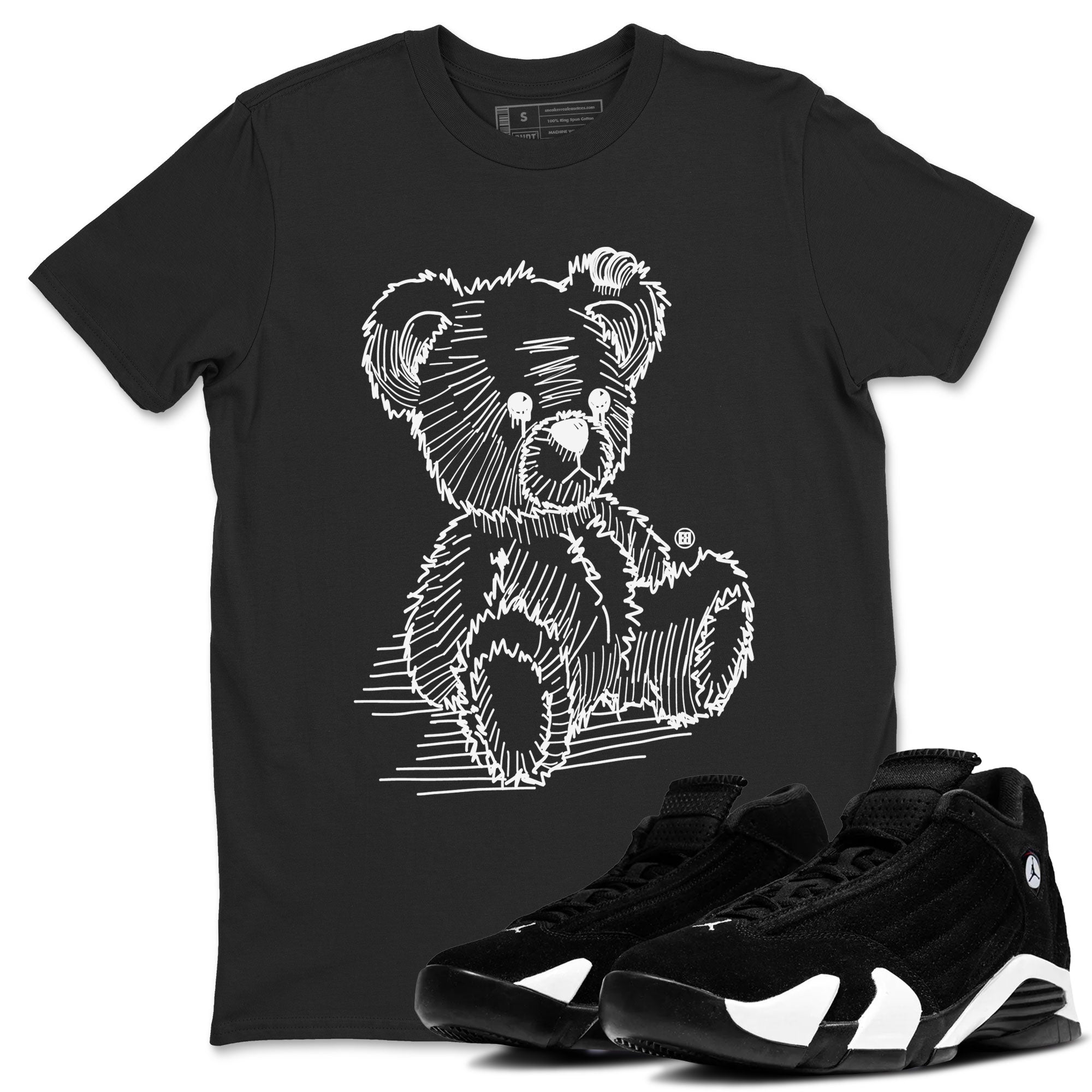 AJ14 Panda shirt to match jordans Line Bear sneaker match tees Air Jordan 14 Panda Drip Gear Zone Unisex Black 1 T-Shirt