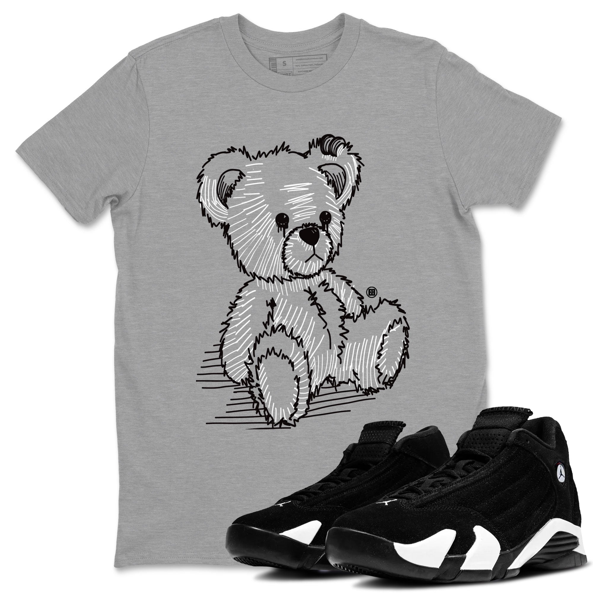 AJ14 Panda shirt to match jordans Line Bear sneaker match tees Air Jordan 14 Panda Drip Gear Zone Unisex Heather Grey 1 T-Shirt