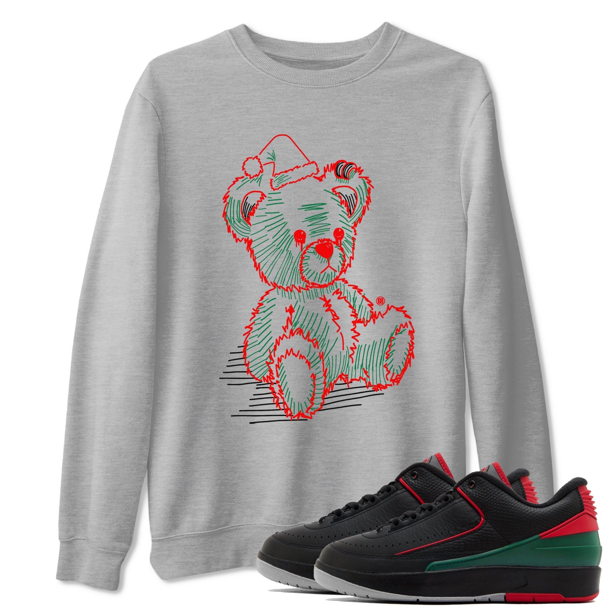 Air Jordan 2 Christmas shirt to match jordans Line Bear holiday christmas sneaker match tees AJ2 Low Christmas Drip Gear Zone Unisex Heather Grey 1 T-Shirt