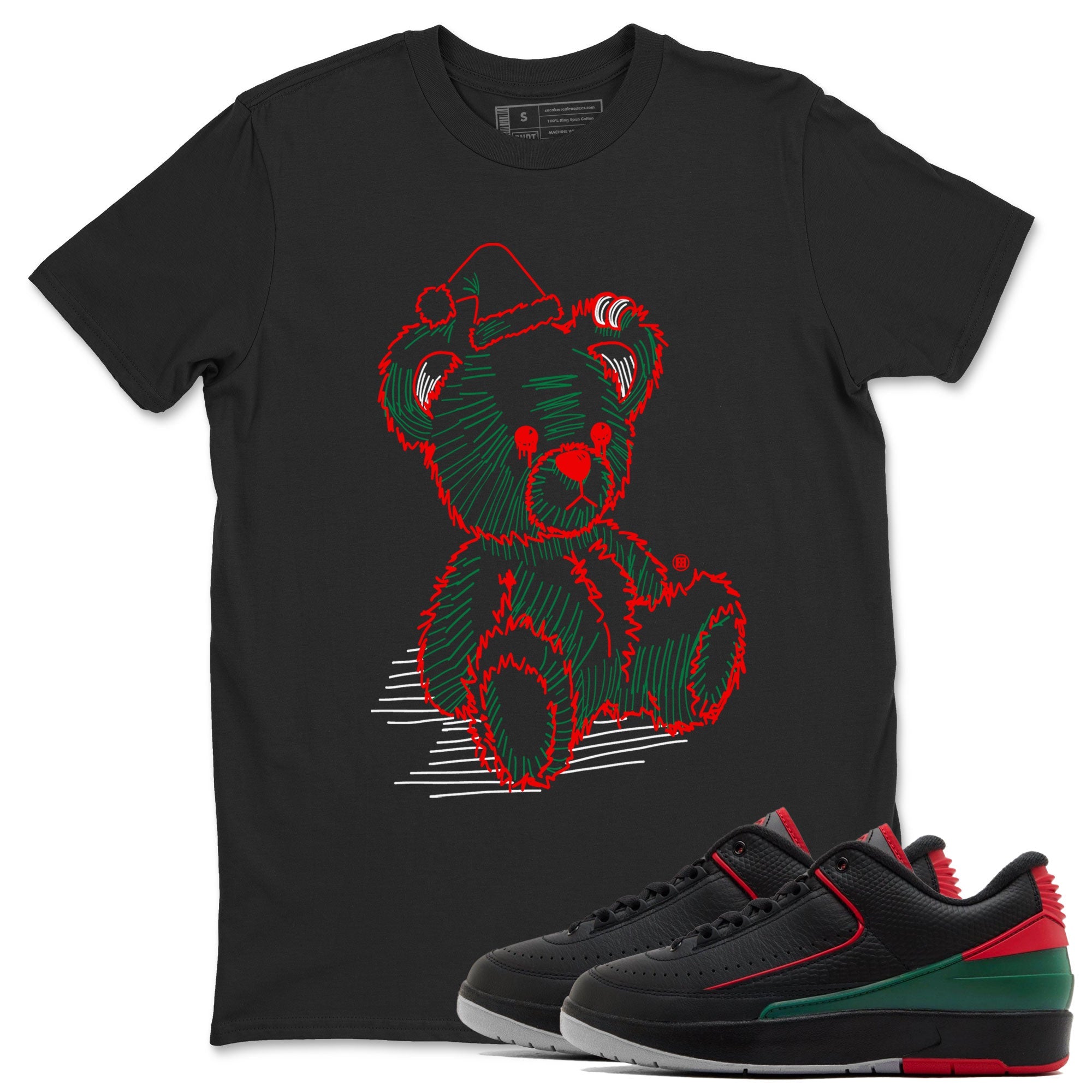 Air Jordan 2 Christmas shirt to match jordans Line Bear holiday christmas sneaker match tees AJ2 Low Christmas Drip Gear Zone Unisex Black 1 T-Shirt