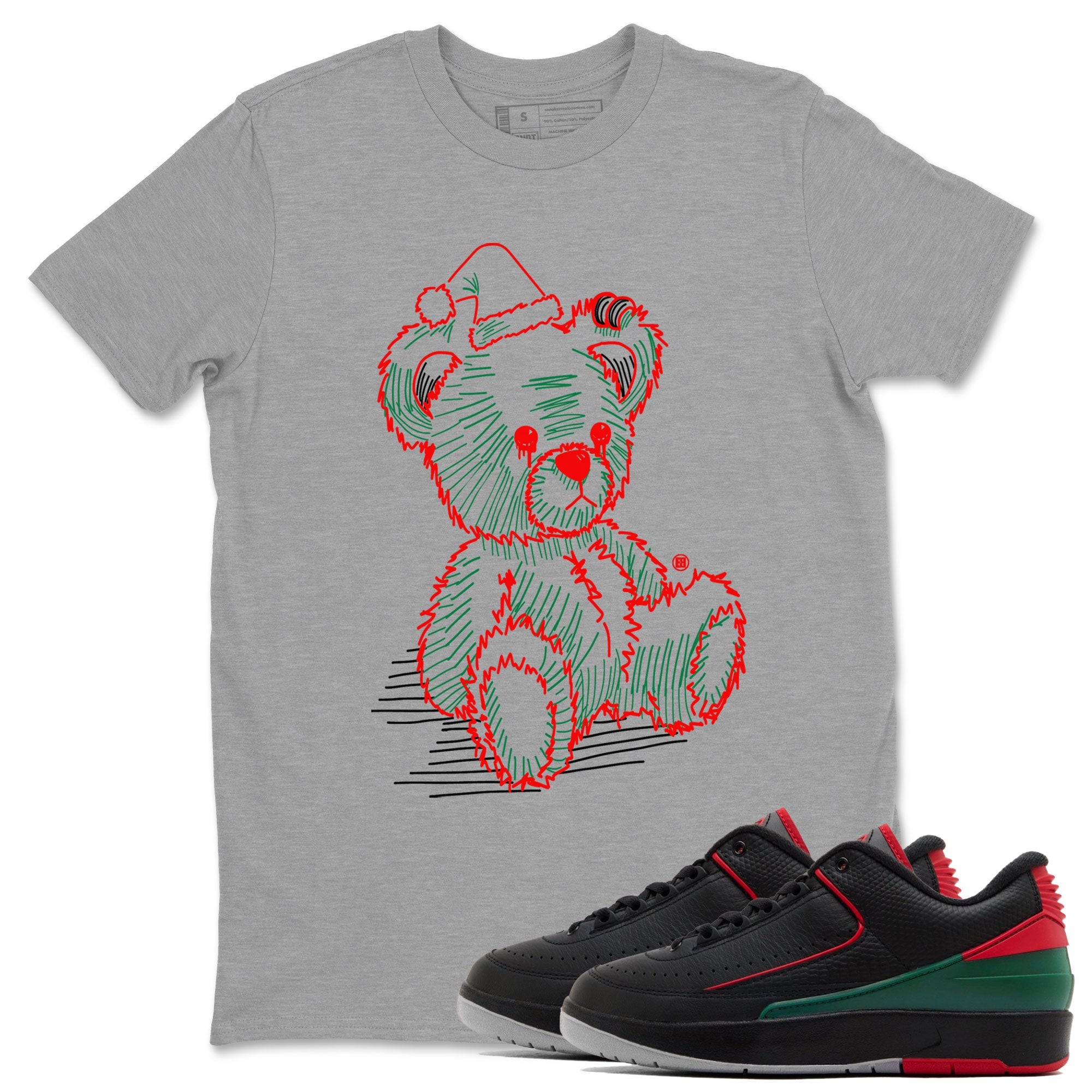 Air Jordan 2 Christmas shirt to match jordans Line Bear holiday christmas sneaker match tees AJ2 Low Christmas Drip Gear Zone Unisex Heather Grey 1 T-Shirt
