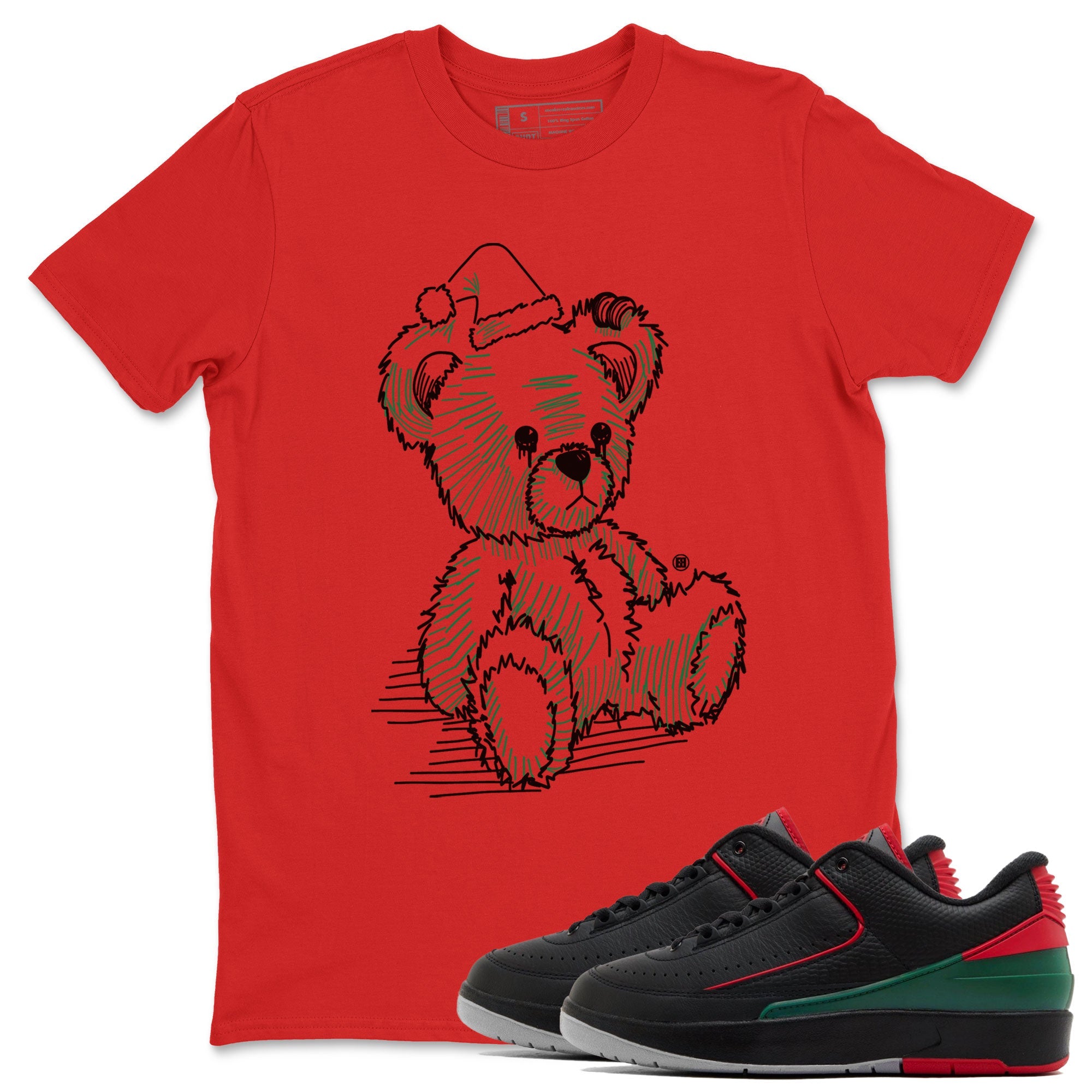 Air Jordan 2 Christmas shirt to match jordans Line Bear holiday christmas sneaker match tees AJ2 Low Christmas Drip Gear Zone Unisex Red 1 T-Shirt