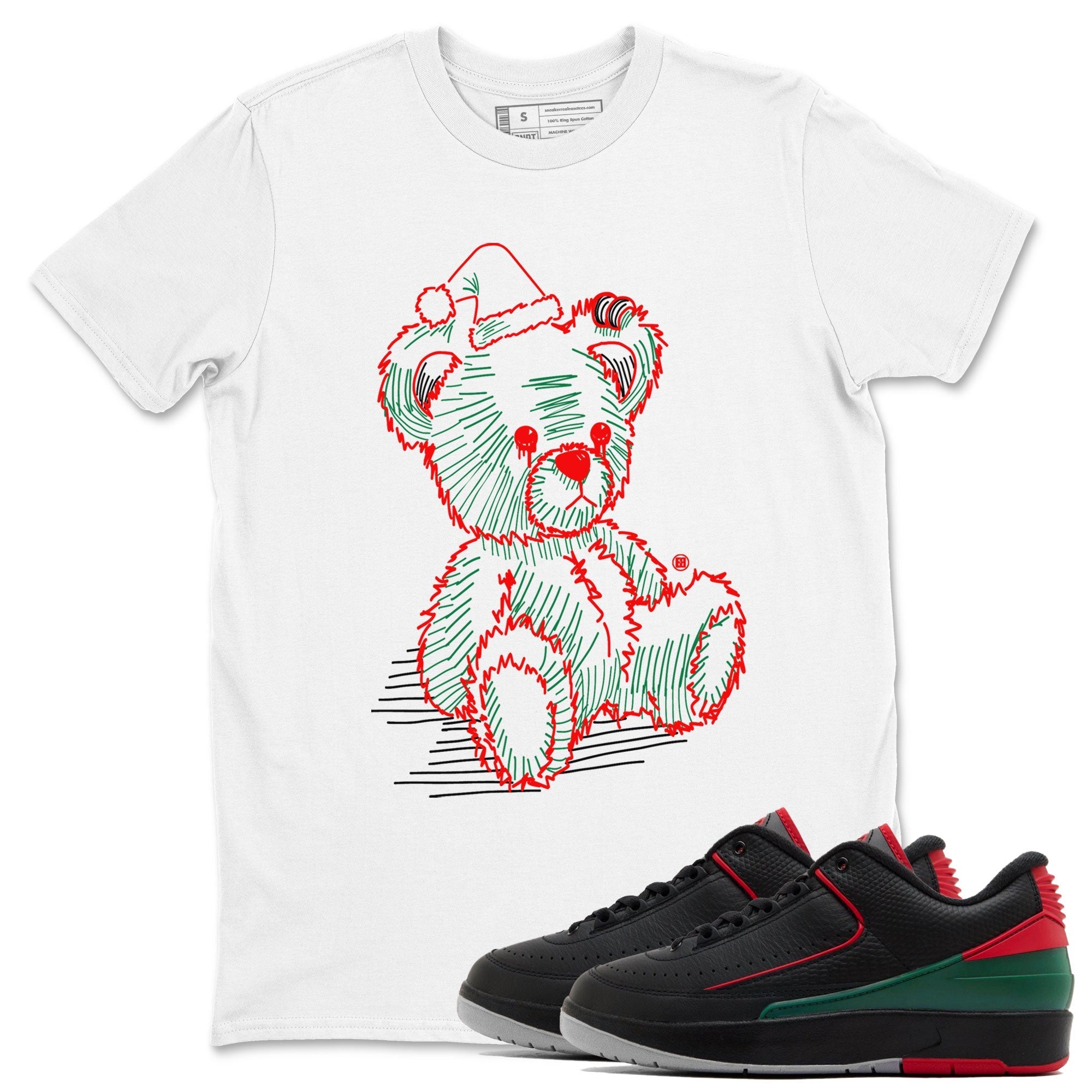 Air Jordan 2 Christmas shirt to match jordans Line Bear holiday christmas sneaker match tees AJ2 Low Christmas Drip Gear Zone Unisex White 1 T-Shirt