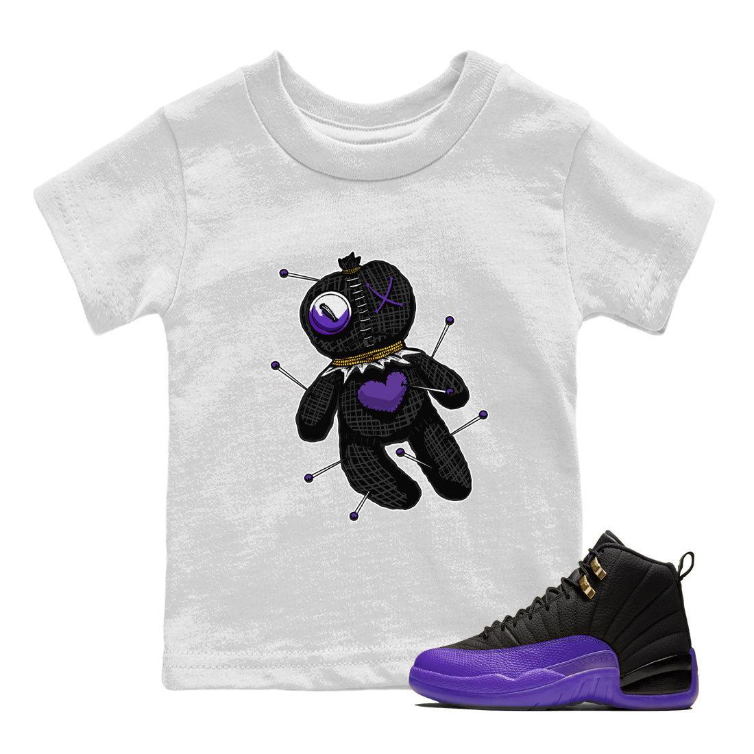 Air Jordan 12 Field Purple Sneaker Match Tees Linen Voodoo Doll Streetwear Sneaker Shirt 12s Field Purple Sneaker Release Tees Kids Shirts White 1