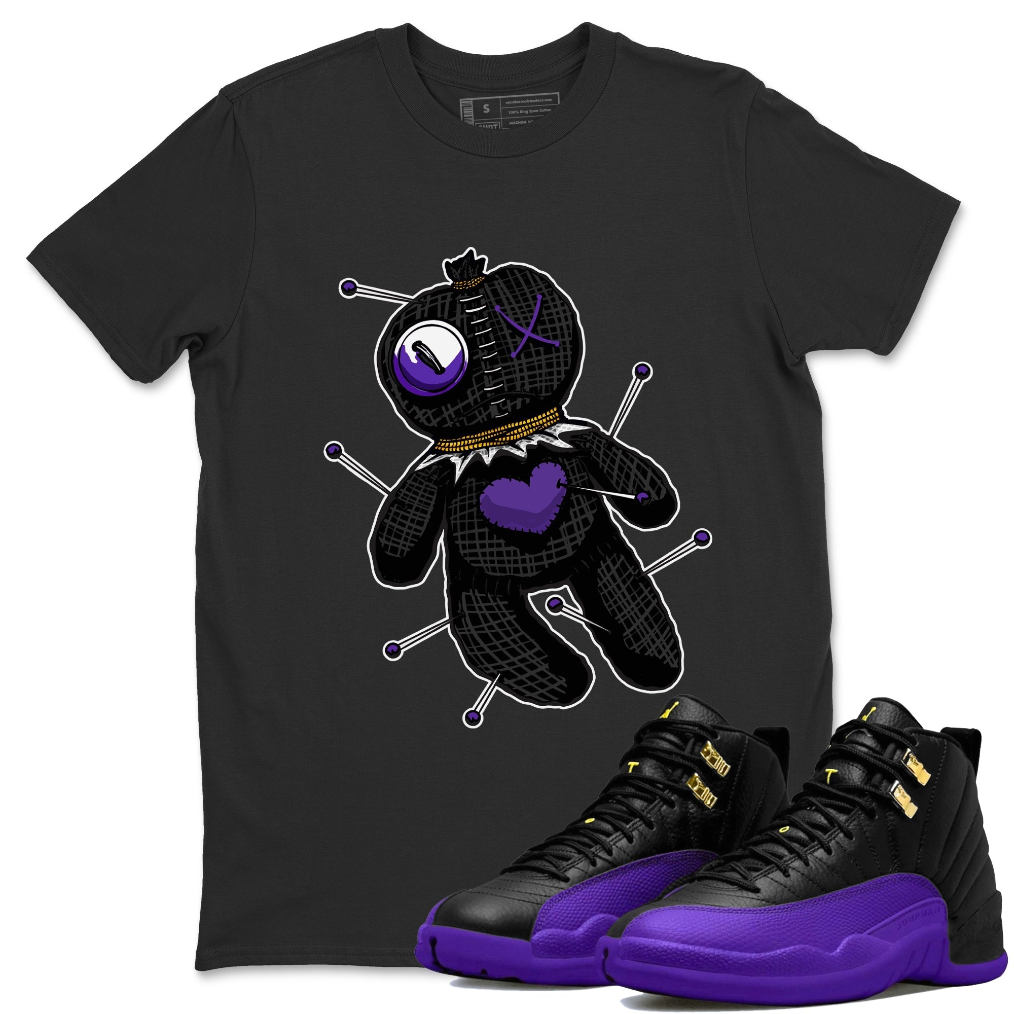 Air Jordan 12 Field Purple Sneaker Match Tees Linen Voodoo Doll Streetwear Sneaker Shirt 12s Field Purple Sneaker Release Tees Unisex Shirts Black 1