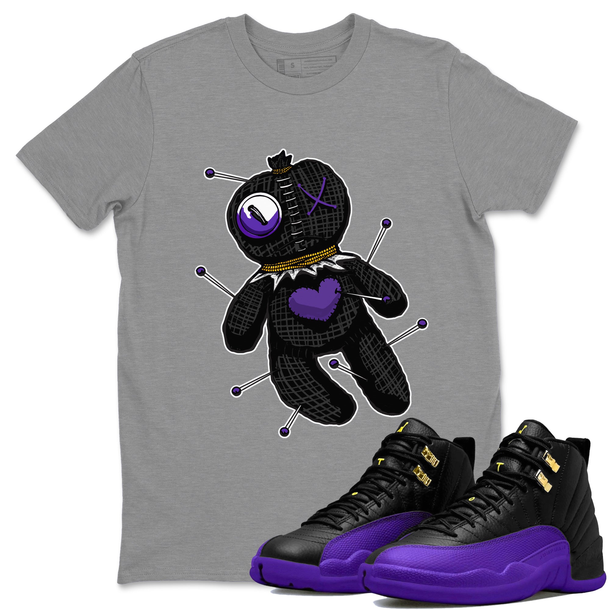 Air Jordan 12 Field Purple Sneaker Match Tees Linen Voodoo Doll Streetwear Sneaker Shirt 12s Field Purple Sneaker Release Tees Unisex Shirts Heather Grey 1