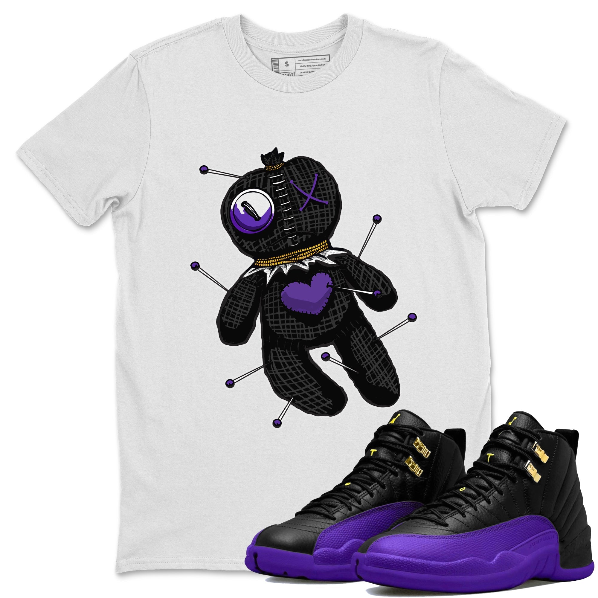 Air Jordan 12 Field Purple Sneaker Match Tees Linen Voodoo Doll Streetwear Sneaker Shirt 12s Field Purple Sneaker Release Tees Unisex Shirts White 1