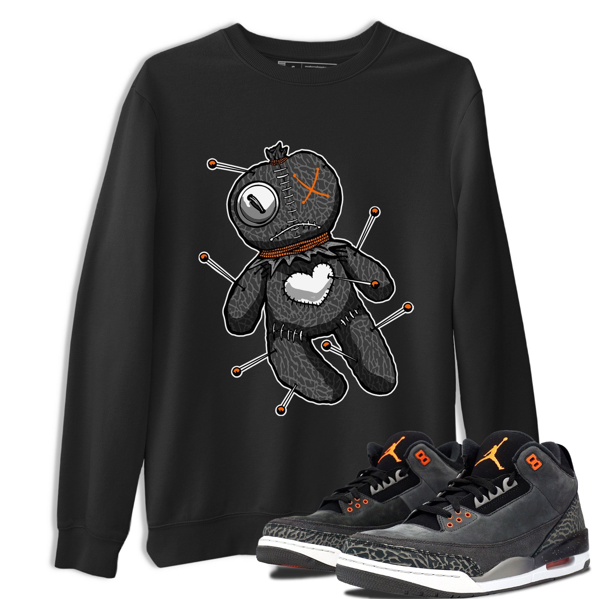 Air Jordan 3 Fear shirt to match jordans Linen Voodoo Doll Halloween sneaker tees Crew Neck Air Jordan 3 Retro Fear Drip Gear Zone Unisex Casual Shirts Black 1 T-Shirt