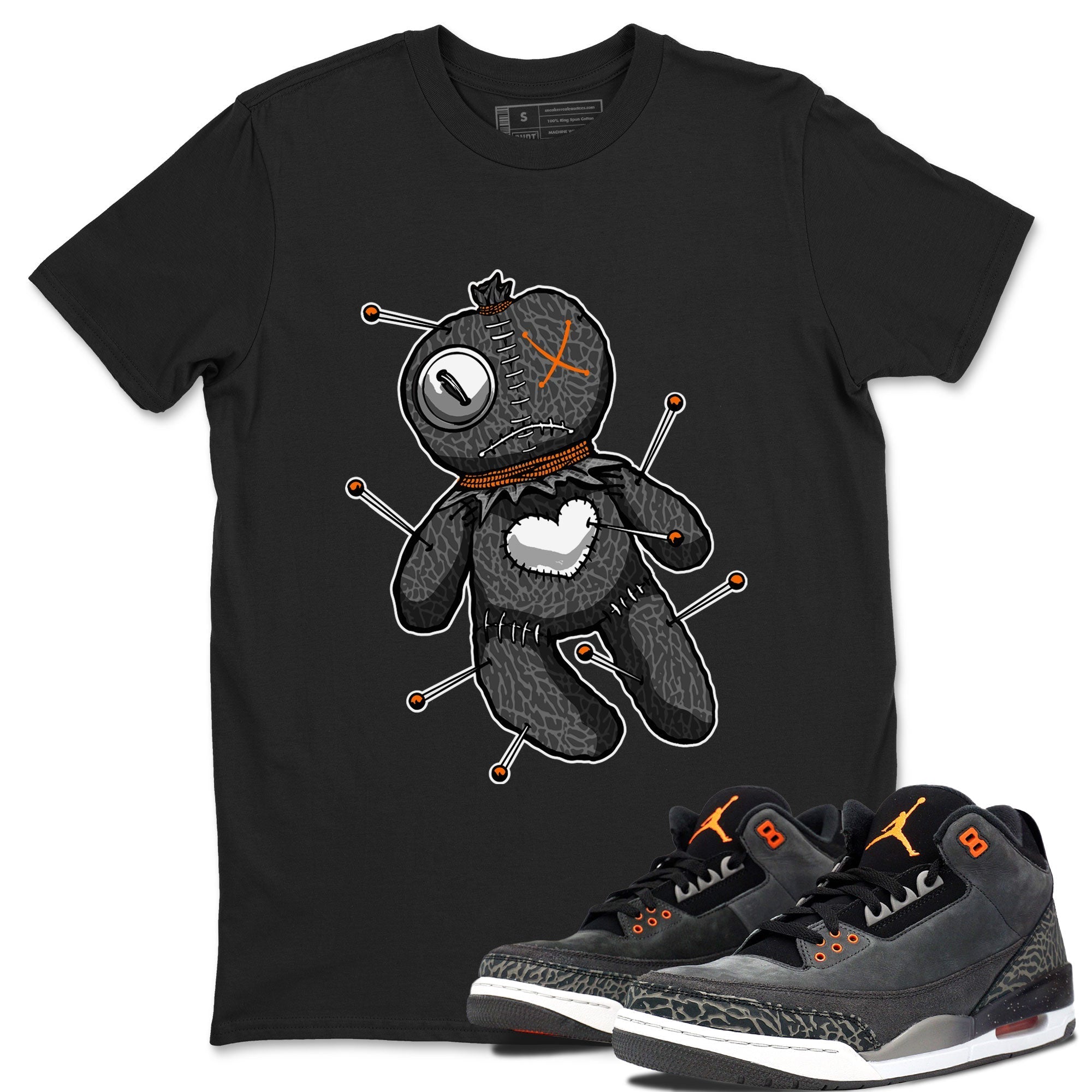 Air Jordan 3 Fear shirt to match jordans Linen Voodoo Doll Halloween sneaker tees Crew Neck Air Jordan 3 Retro Fear Drip Gear Zone Unisex Casual Shirts Black 1 T-Shirt