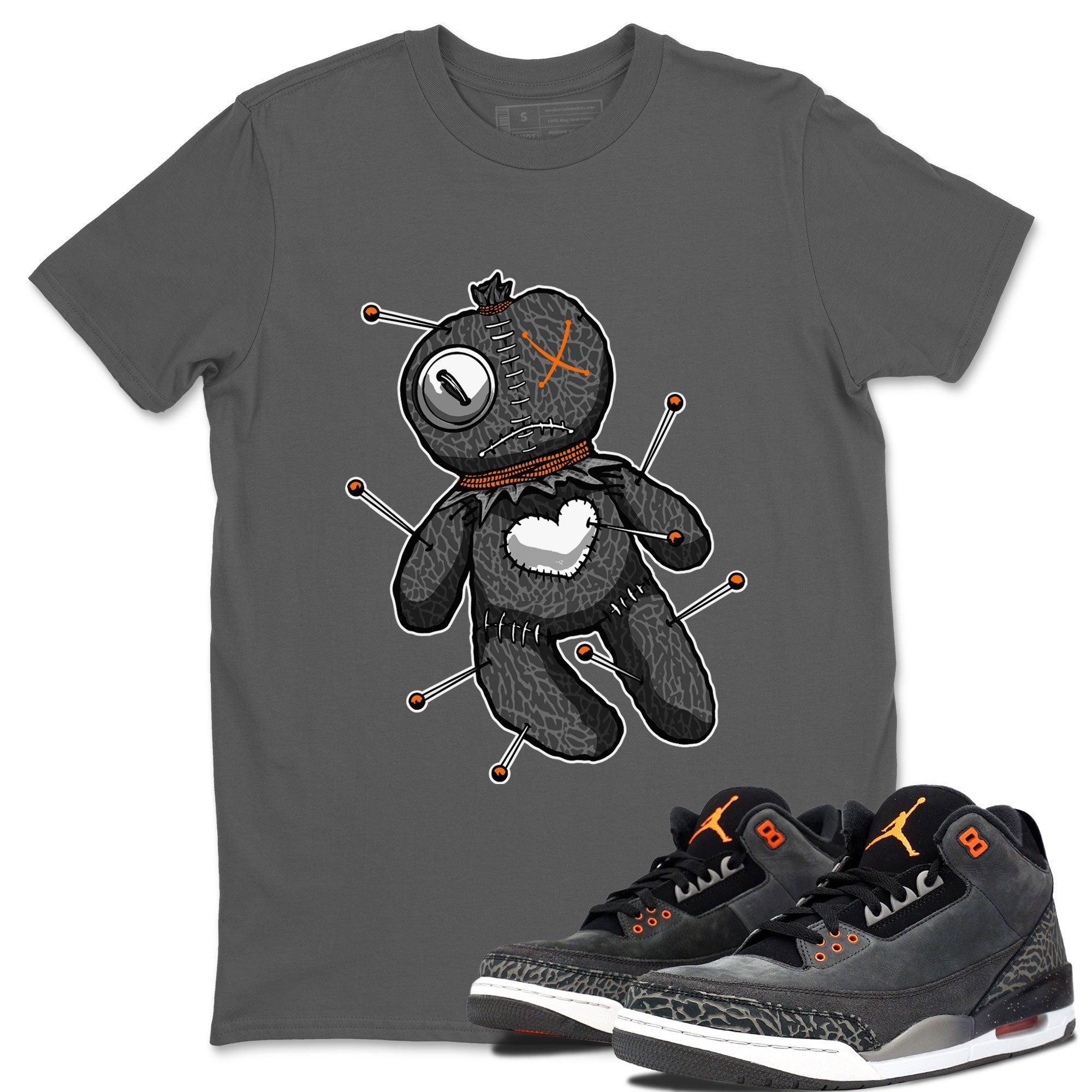 Air Jordan 3 Fear shirt to match jordans Linen Voodoo Doll Halloween sneaker tees Crew Neck Air Jordan 3 Retro Fear Drip Gear Zone Unisex Casual Shirts Cool Grey 1 T-Shirt