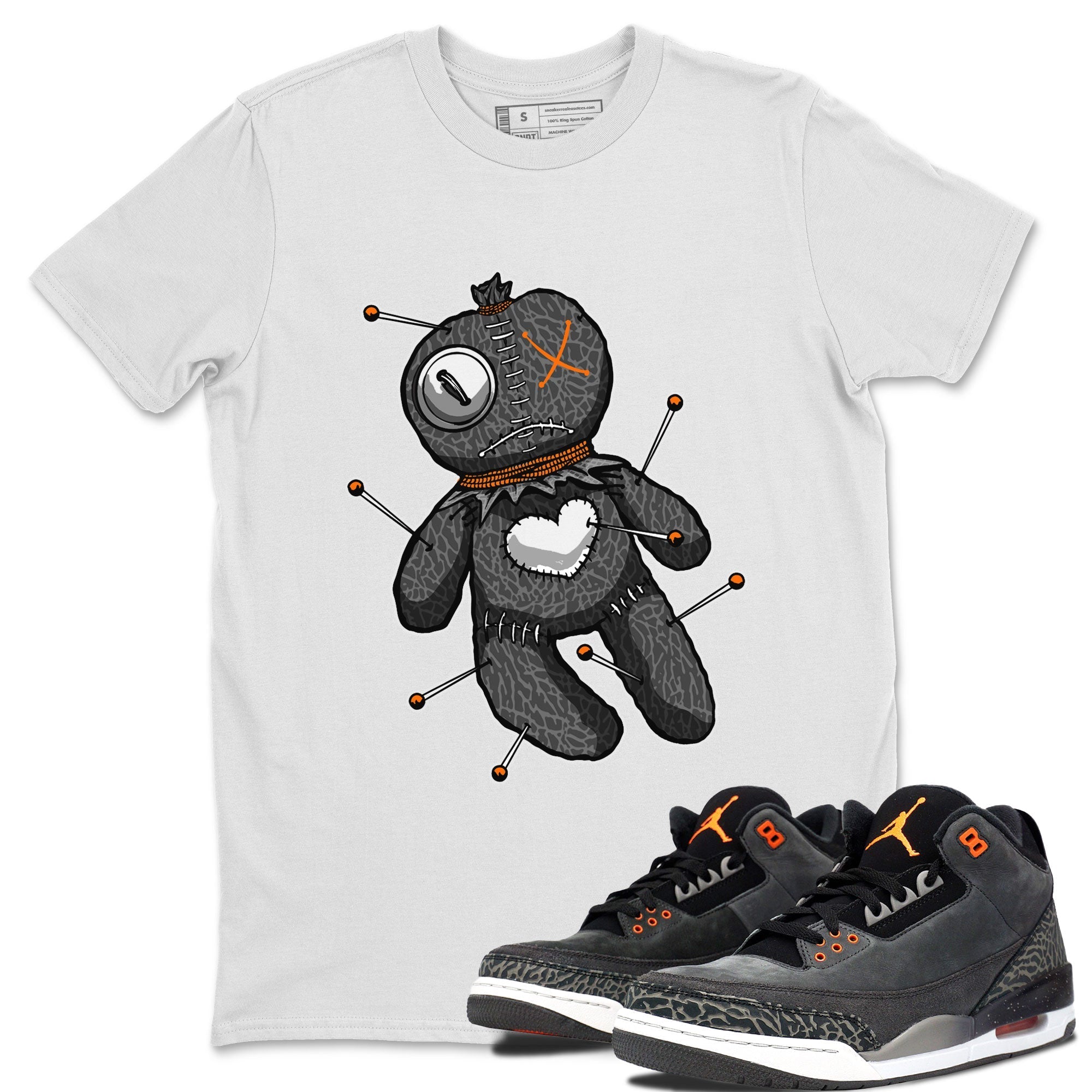 Air Jordan 3 Fear shirt to match jordans Linen Voodoo Doll Halloween sneaker tees Crew Neck Air Jordan 3 Retro Fear Drip Gear Zone Unisex Casual Shirts White 1 T-Shirt