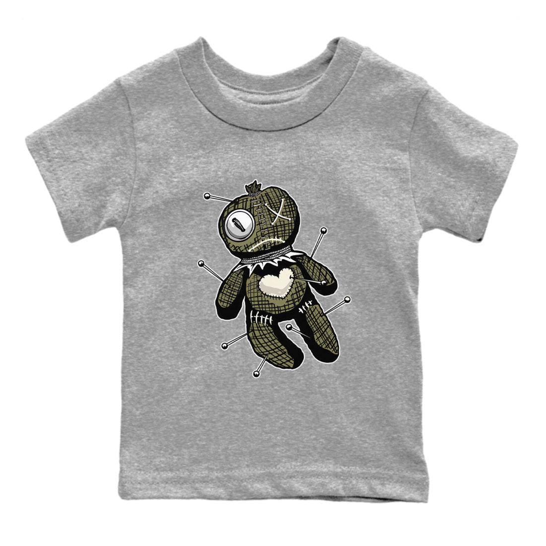 Air Jordan 4 Medium Olive shirt to match jordans streetwear brand Linen Voodoo Doll sneaker match tees 4s Olive Drip Gear Zone Baby Toddler Heather Grey 2 T-Shirt