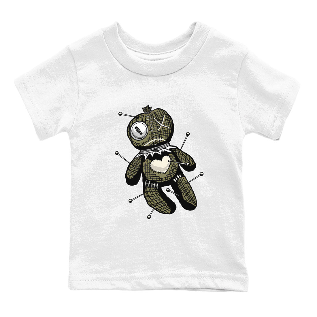 Air Jordan 4 Medium Olive shirt to match jordans streetwear brand Linen Voodoo Doll sneaker match tees 4s Olive Drip Gear Zone Baby Toddler White 2 T-Shirt