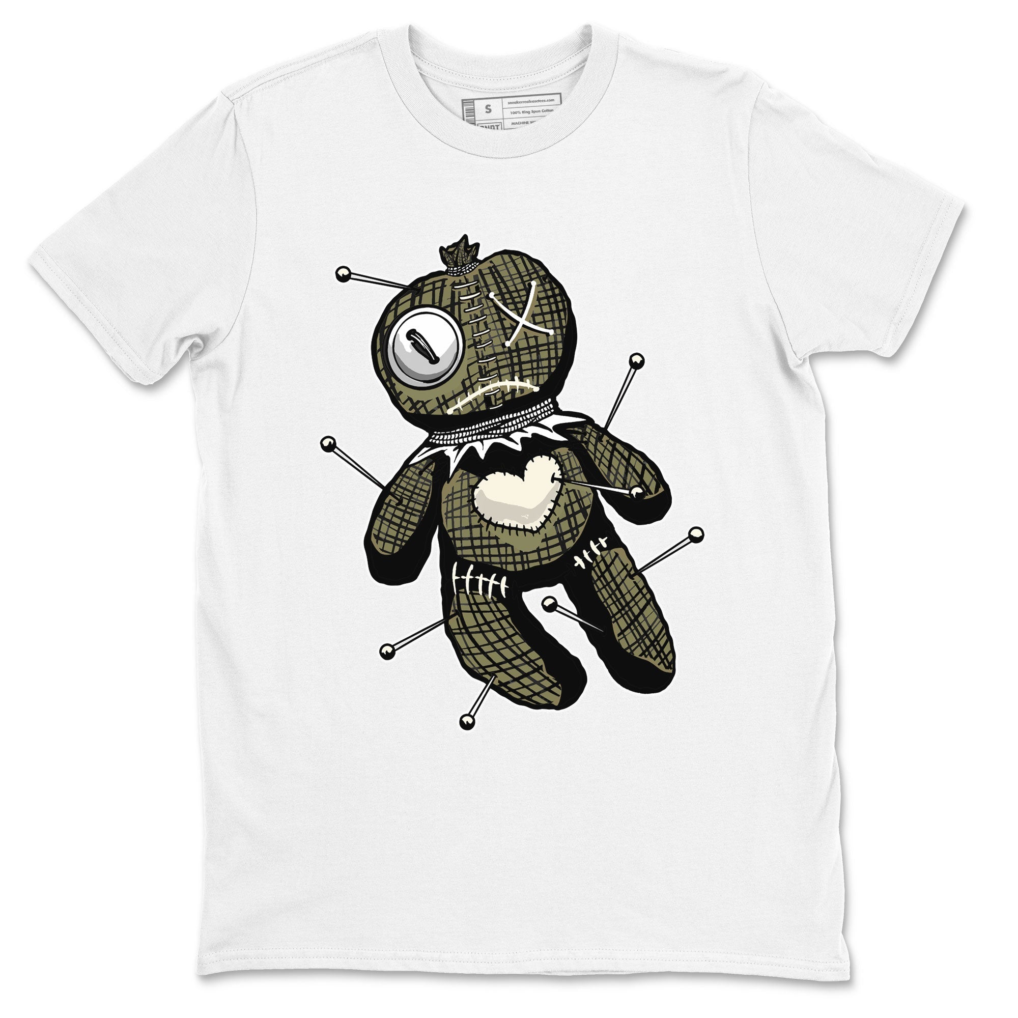 Air Jordan 4 Medium Olive shirt to match jordans streetwear brand Linen Voodoo Doll sneaker match tees 4s Olive Drip Gear Zone Unisex White 2 T-Shirt