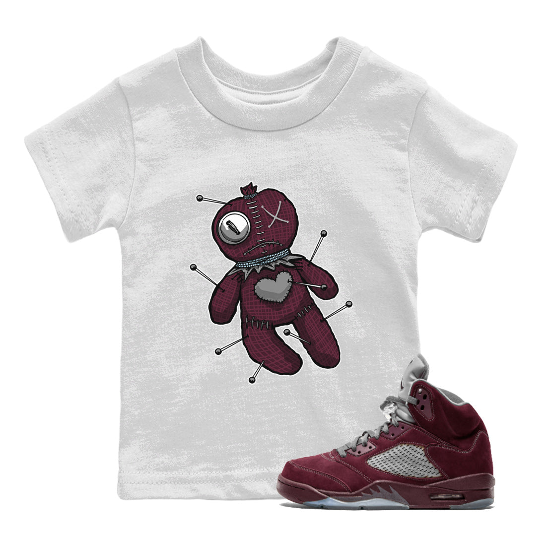 Air Jordan 5 Burgundy Sneaker Match Tees Linen Voodoo Doll Streetwear Sneaker Shirt 5s Burgundy Sneaker Release Tees Kids Shirts White 1