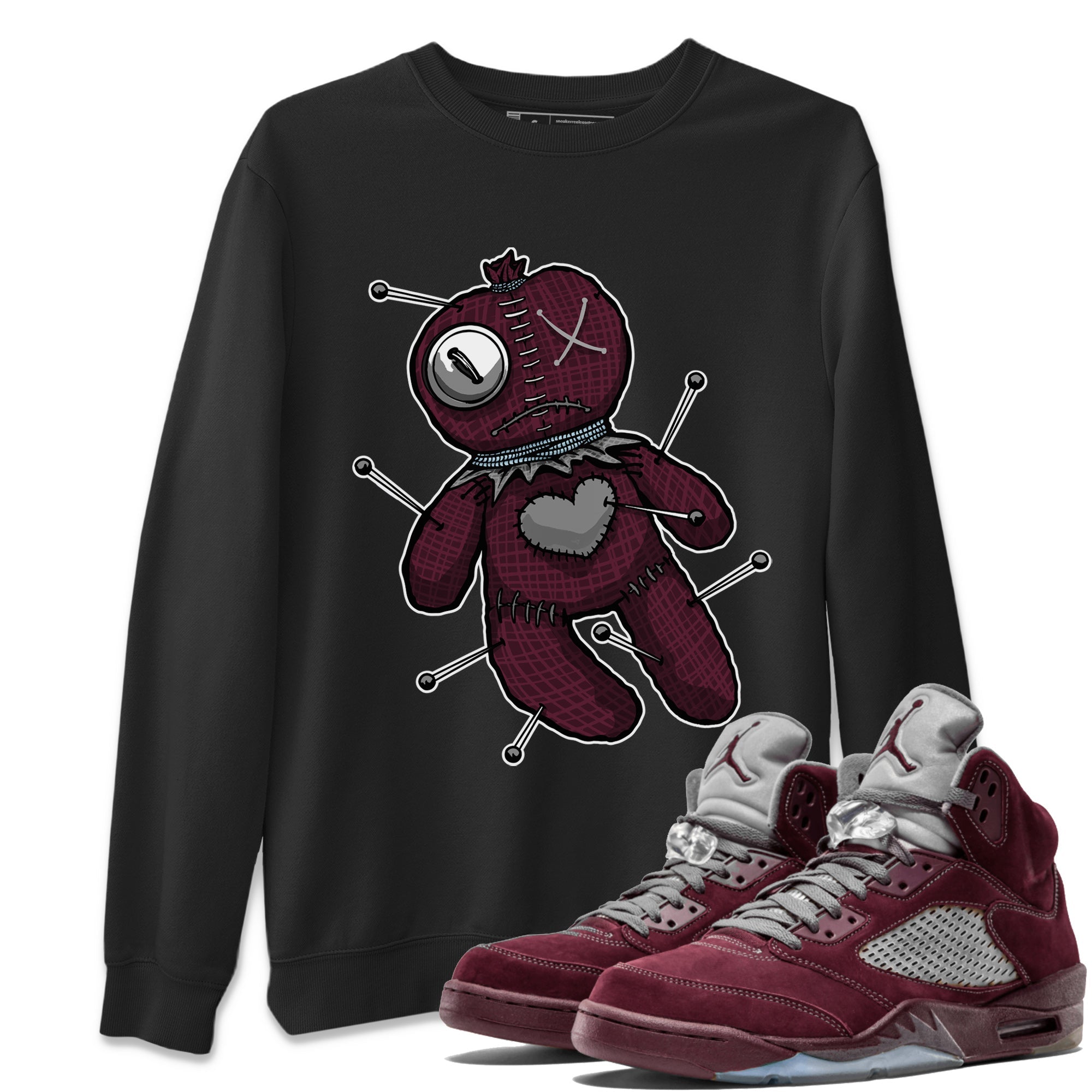Air Jordan 5 Burgundy Sneaker Match Tees Linen Voodoo Doll Streetwear Sneaker Shirt 5s Burgundy Sneaker Release Tees Unisex Shirts Black 1
