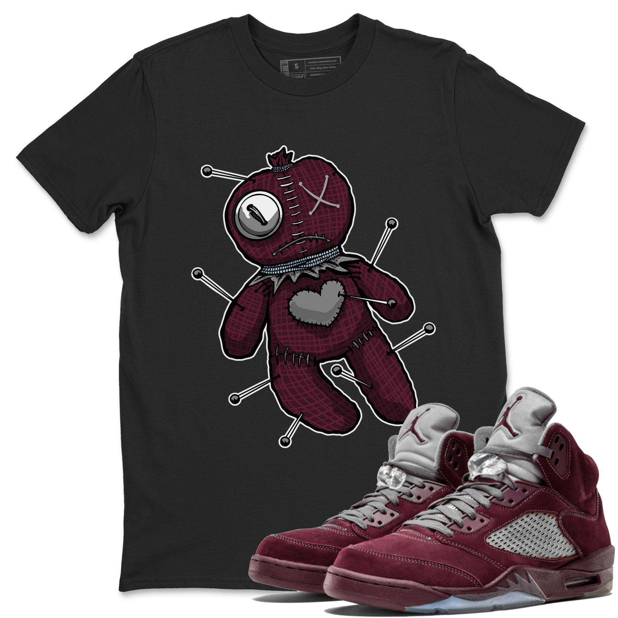 Air Jordan 5 Burgundy Sneaker Match Tees Linen Voodoo Doll Streetwear Sneaker Shirt 5s Burgundy Sneaker Release Tees Unisex Shirts Black 1
