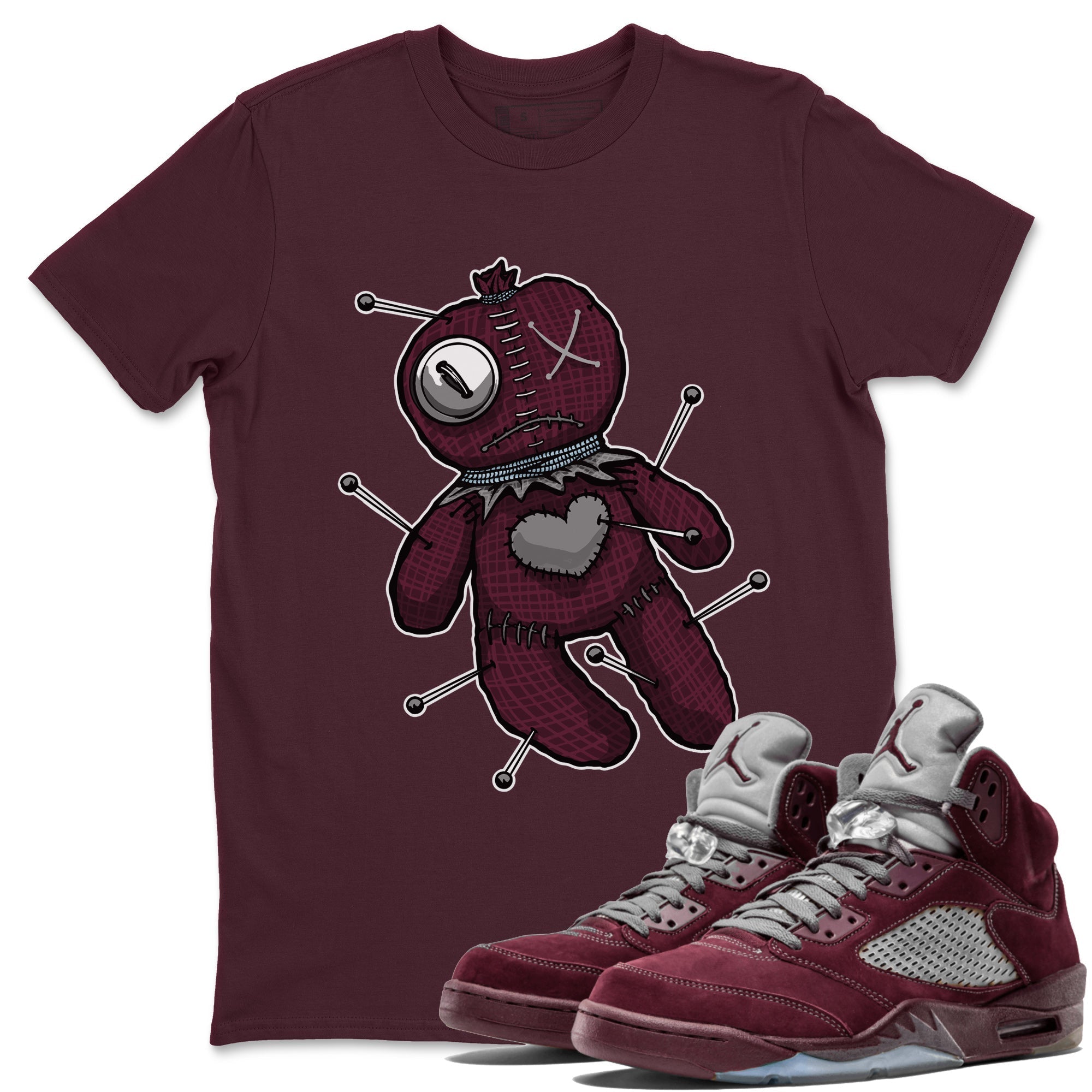 Air Jordan 5 Burgundy Sneaker Match Tees Linen Voodoo Doll Streetwear Sneaker Shirt 5s Burgundy Sneaker Release Tees Unisex Shirts Maroon 1