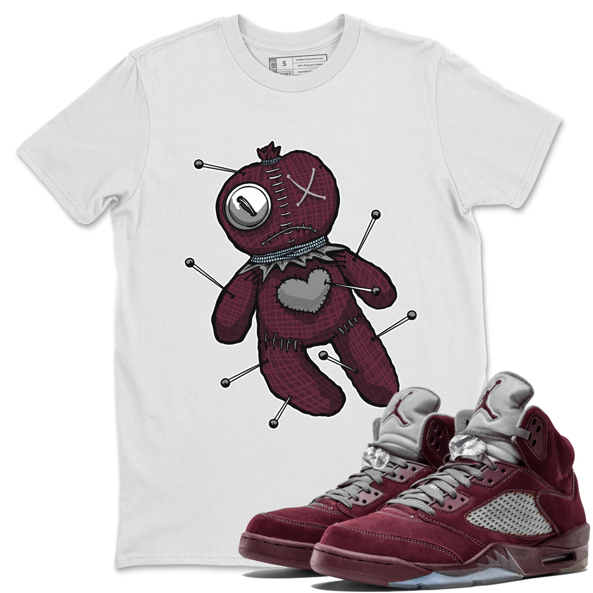 Air Jordan 5 Burgundy Sneaker Match Tees Linen Voodoo Doll Streetwear Sneaker Shirt 5s Burgundy Sneaker Release Tees Unisex Shirts White 1