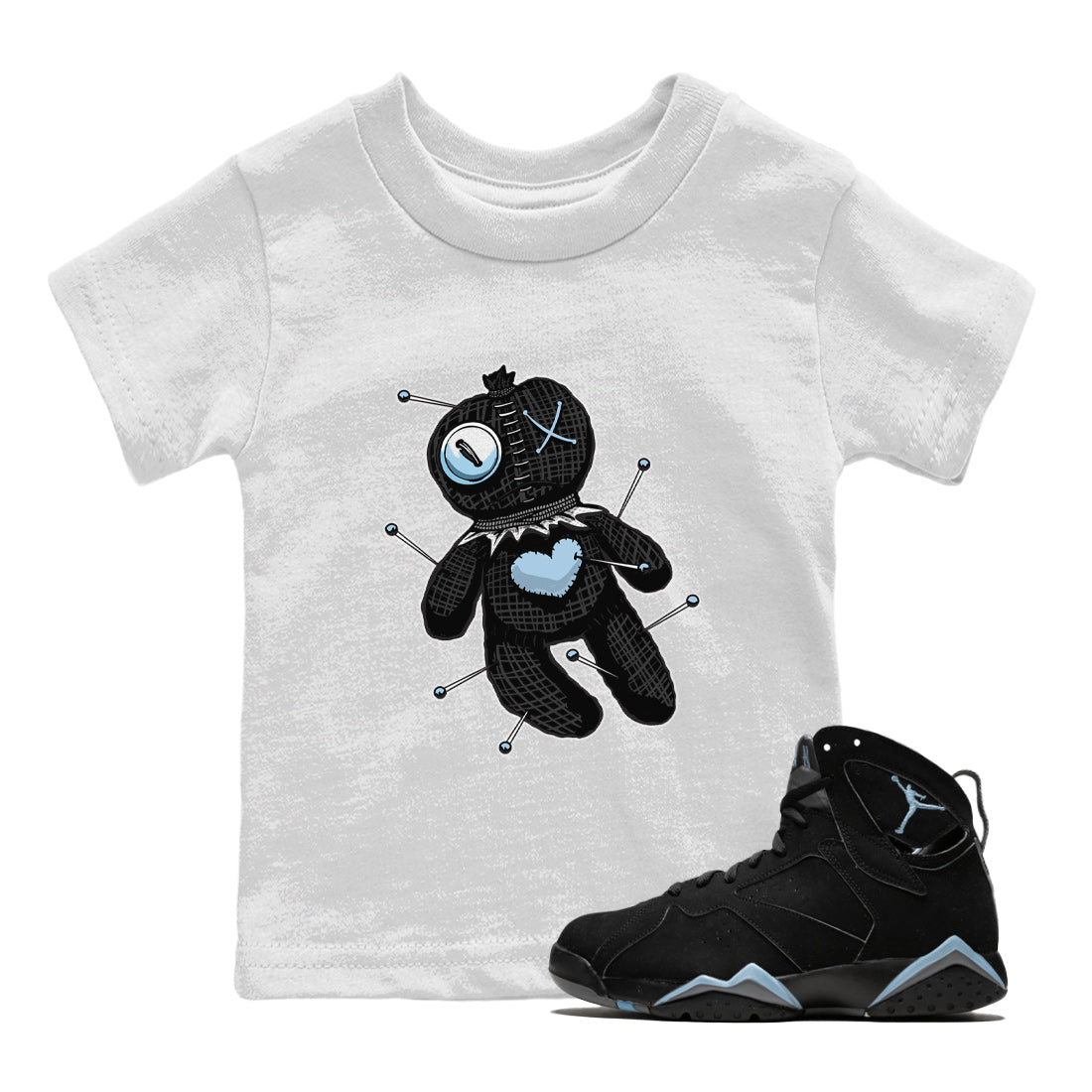 Air Jordan 7 Chambray Sneaker Match Tees Linen Voodoo Doll Streetwear Sneaker Shirt Jordan 7 Chambray Sneaker Release Tees Kids Shirts White 1