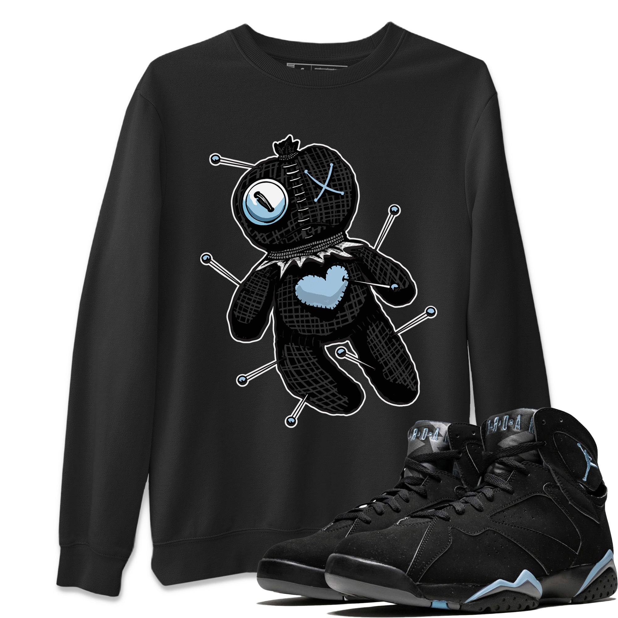 Air Jordan 7 Chambray Sneaker Match Tees Linen Voodoo Doll Streetwear Sneaker Shirt Jordan 7 Chambray Sneaker Release Tees Unisex Shirts Black 1