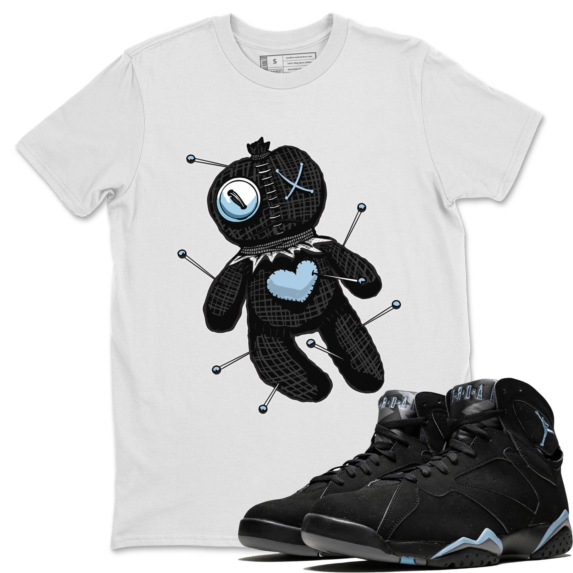 Air Jordan 7 Chambray Sneaker Match Tees Linen Voodoo Doll Streetwear Sneaker Shirt Jordan 7 Chambray Sneaker Release Tees Unisex Shirts White 1