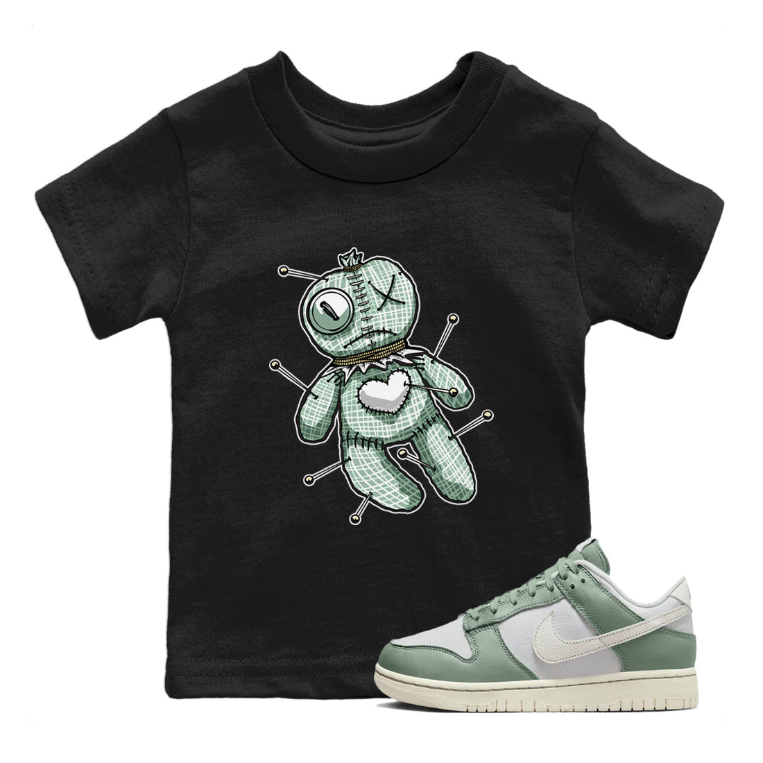 Dunk Mica Green Sneaker Match Tees Linen Voodoo Doll Streetwear Sneaker Shirt Dunk Low Mica Green Sneaker Release Tees Kids Shirts Black 1