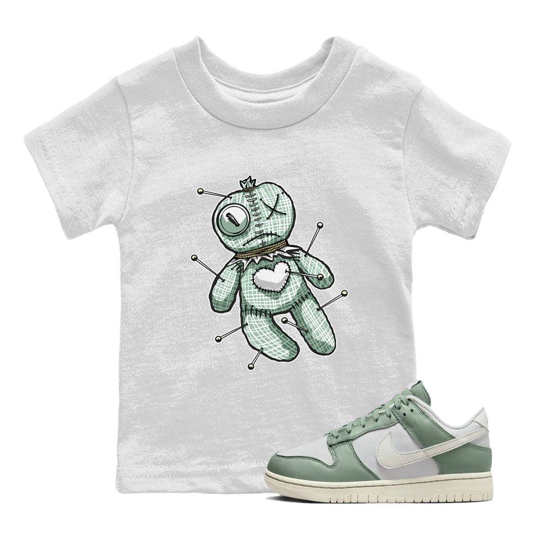 Dunk Mica Green Sneaker Match Tees Linen Voodoo Doll Streetwear Sneaker Shirt Dunk Low Mica Green Sneaker Release Tees Kids Shirts White 1