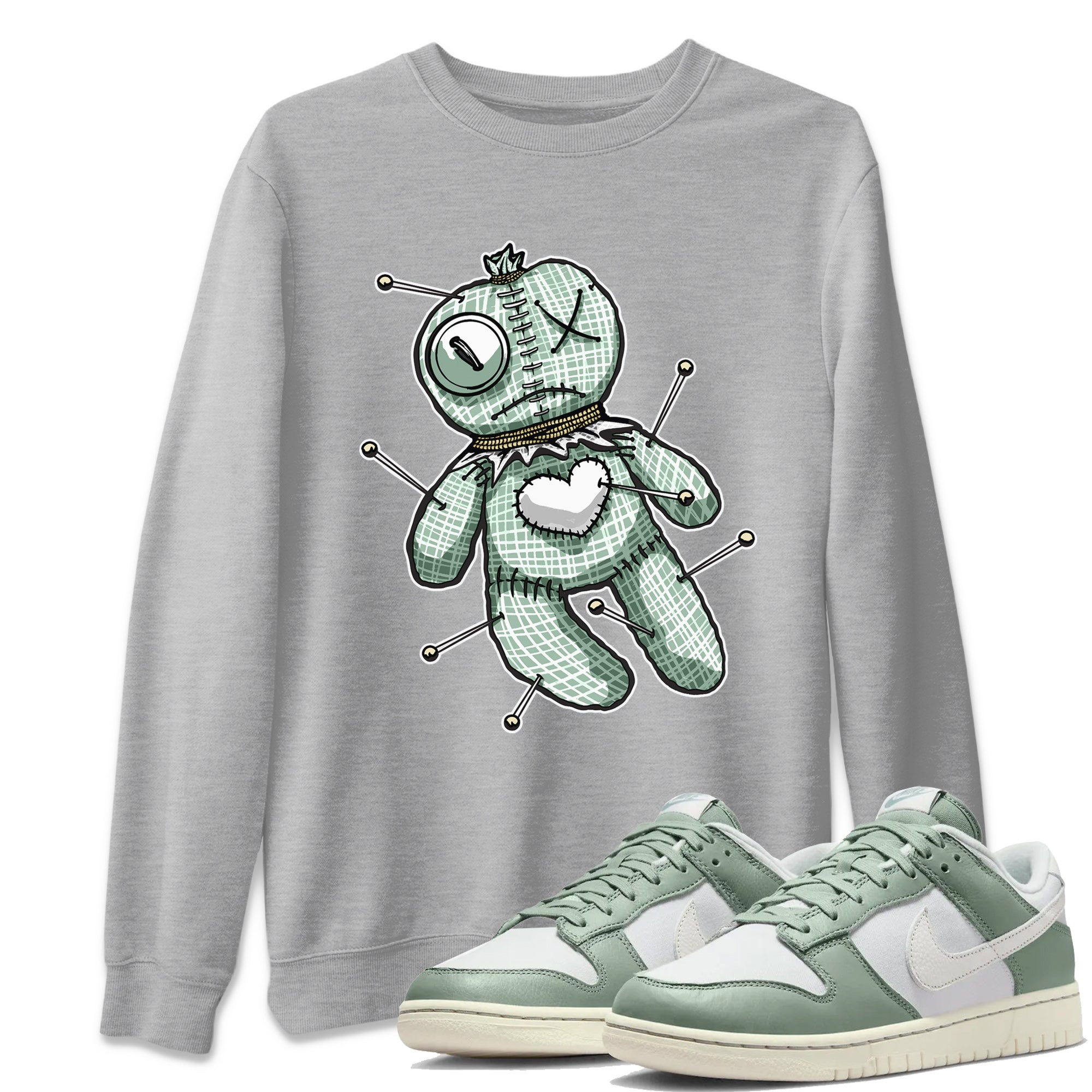 Dunk Mica Green Sneaker Match Tees Linen Voodoo Doll Streetwear Sneaker Shirt Dunk Low Mica Green Sneaker Release Tees Unisex Shirts Heather Grey 1