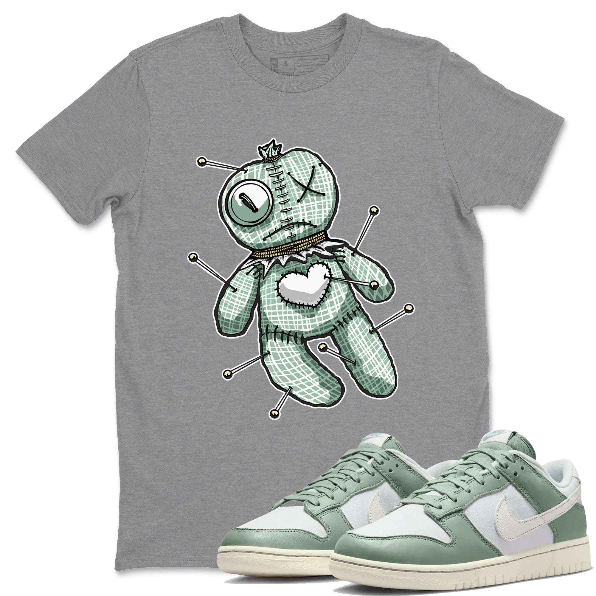 Dunk Mica Green Sneaker Match Tees Linen Voodoo Doll Streetwear Sneaker Shirt Dunk Low Mica Green Sneaker Release Tees Unisex Shirts Heather Grey 1