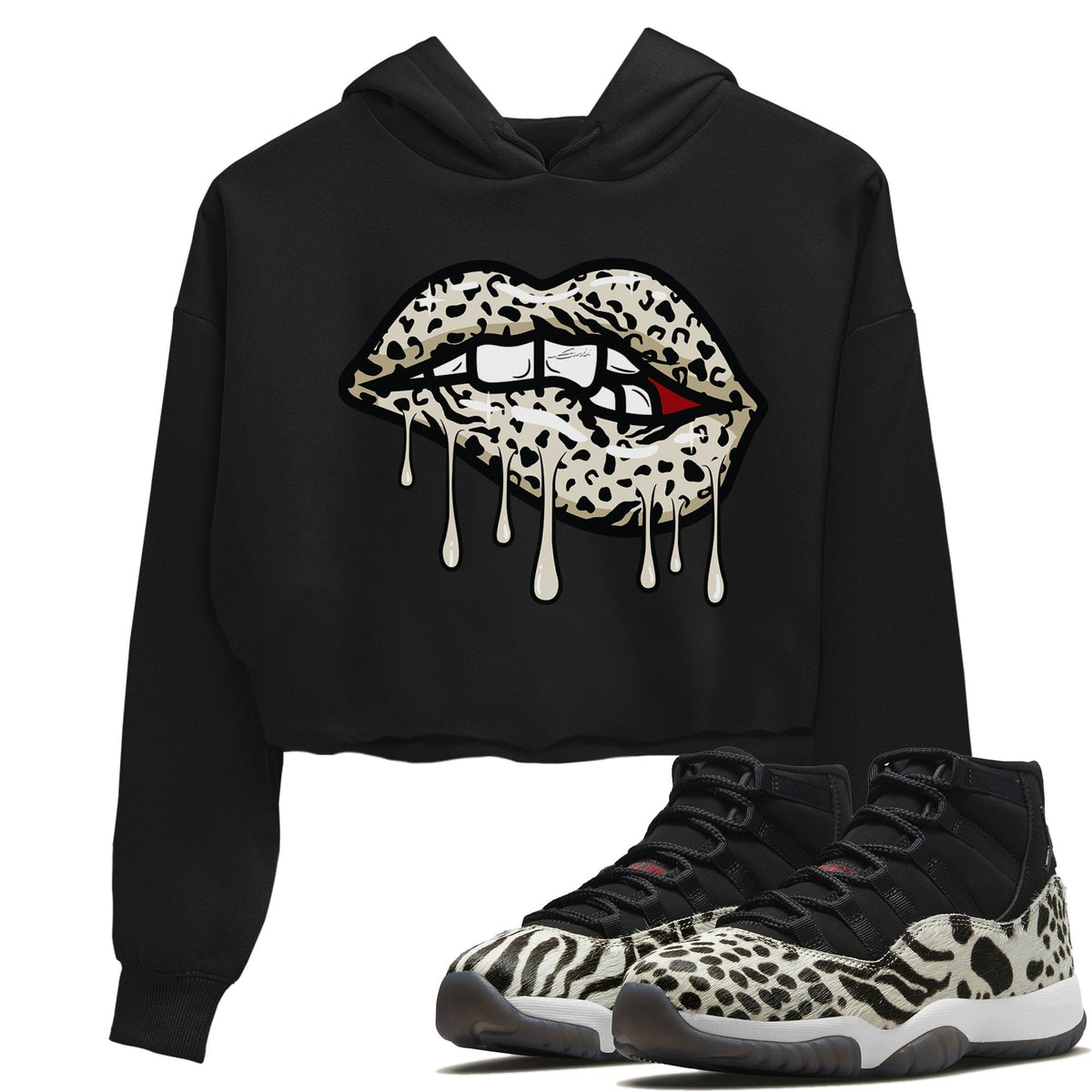 Jordan 11 Animal Instinct Sneaker Matching T-Shirt Lips Bite Sneaker Tees Jordan 11 Animal Instinct Sneaker Release Tees Women's Shirts